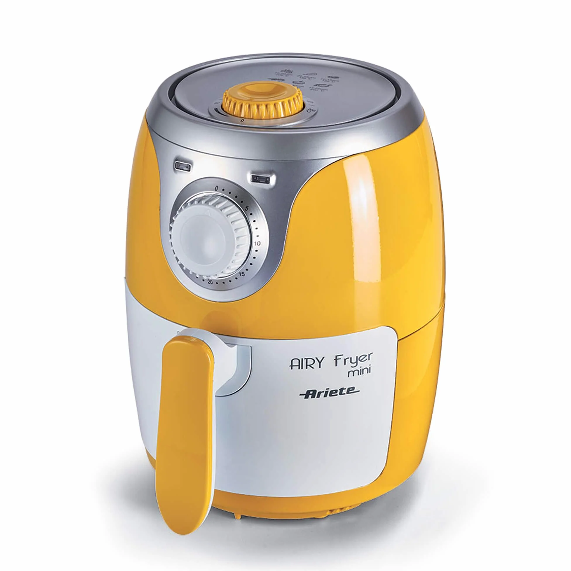 Ariete 4615 - Mini freidora saludable Airy, sin aceite, temporizador,1000 W, amarillo y blanco