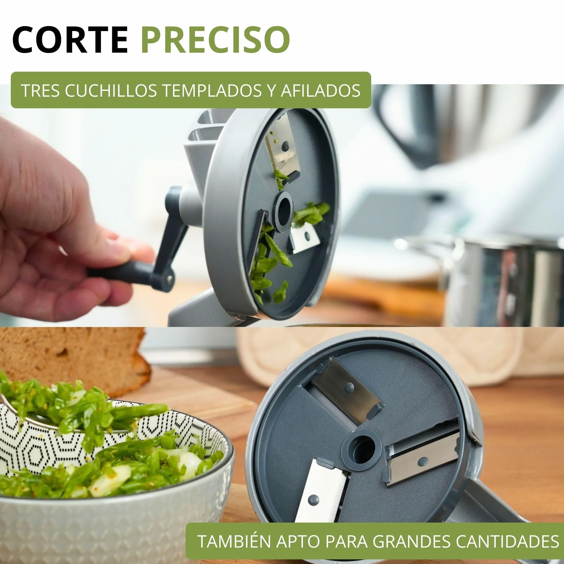Westmark Cortador de judías con 2 aberturas de corte y abrazadera de tornillo para montaje en mesa, Cuchillo de acero inoxidable/carcasa de aluminio, Plateado, 11822260