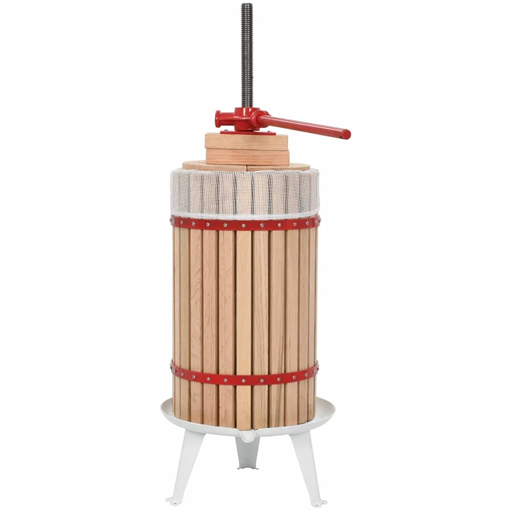 vidaXL Prensa de Vino y Fruta Mosto con Paño de Tela Utensilios Accesorios Cocina Comedor Bar Casa Hogar Menaje Preparación 30 L Madera Roble