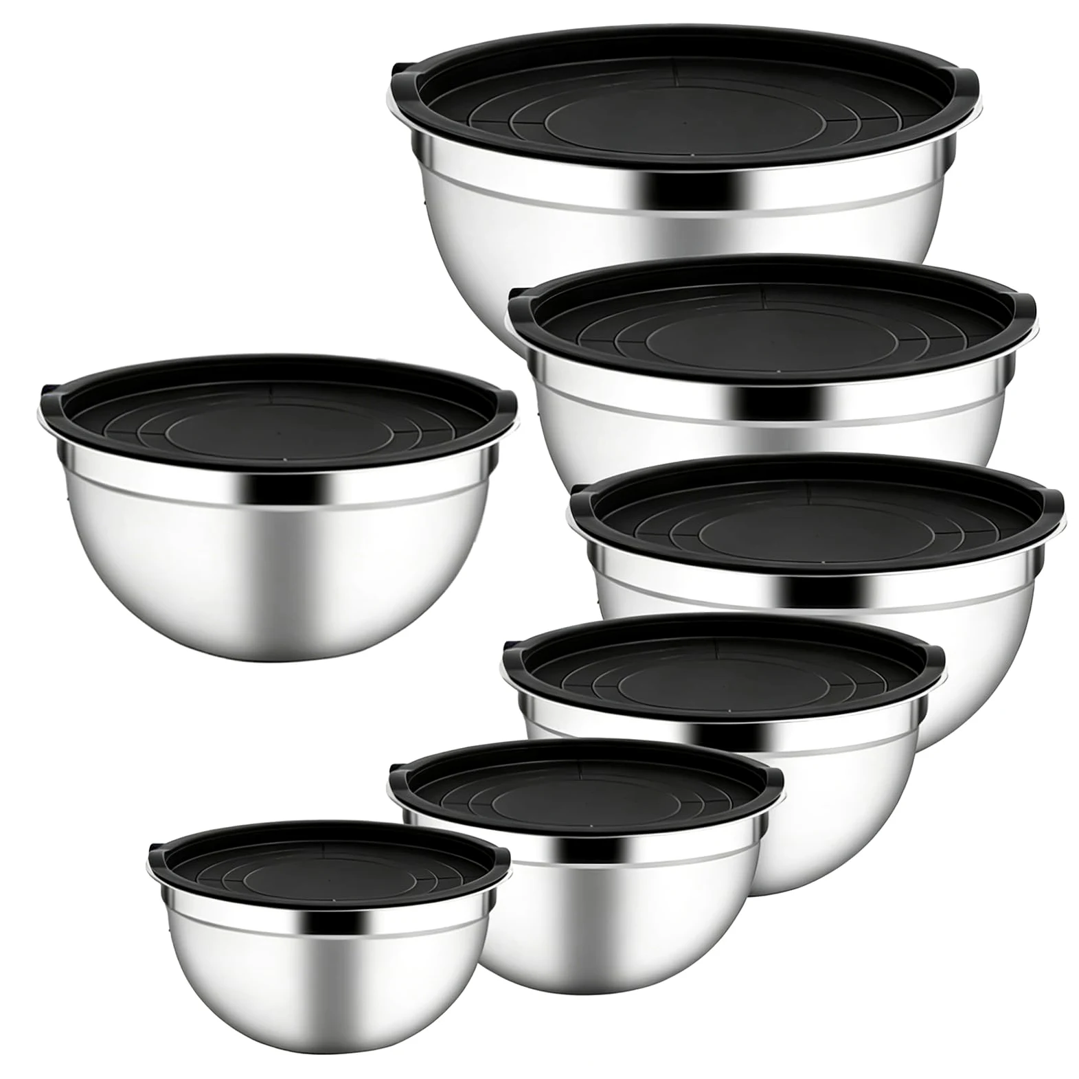 Juego De Bols Para Mezclar Con Juego de 7 Piezas Apilables Redondas con | Boles Para Mezclar Y Preparar Alimentos En La Cocina para la Preparación de Salsa