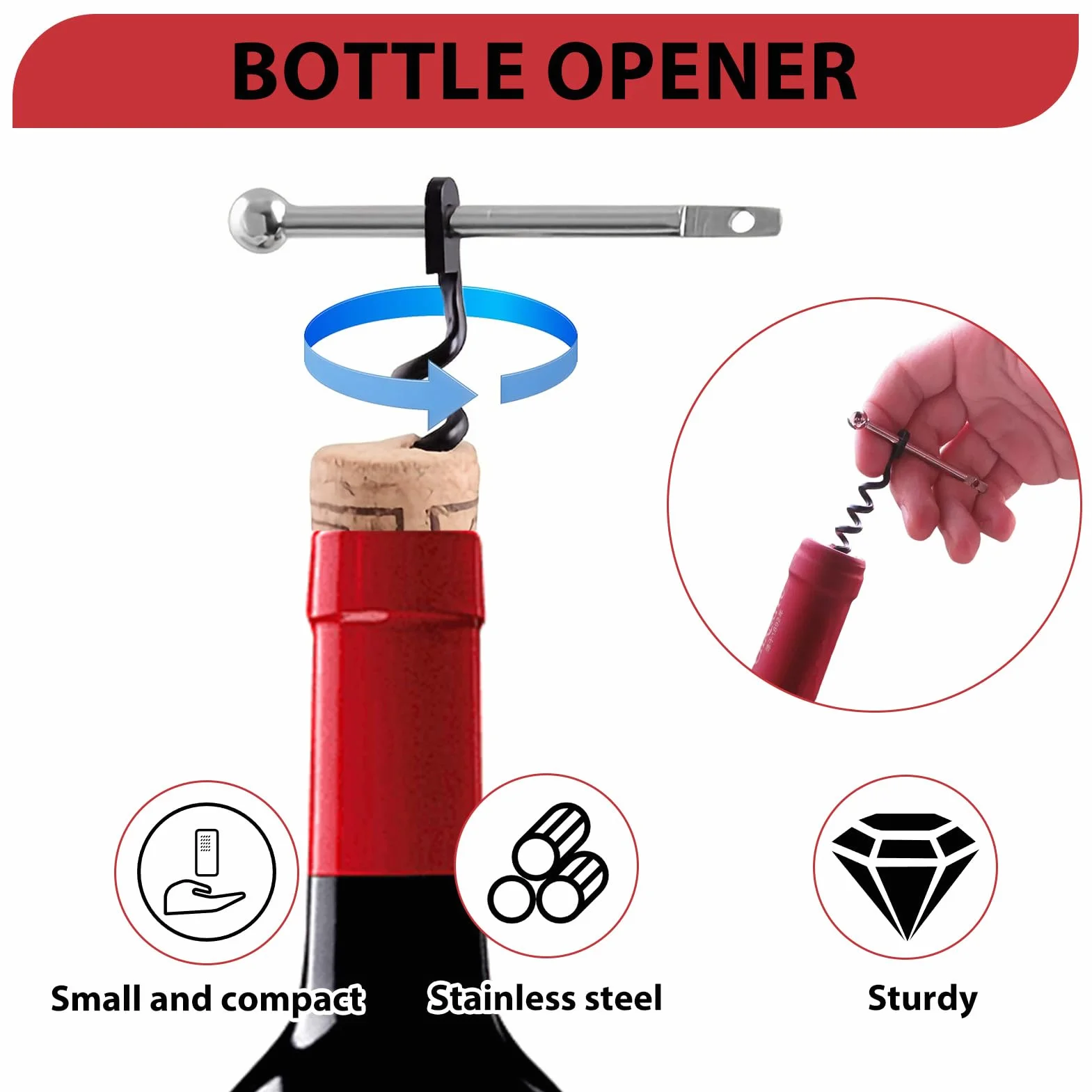 4 llaveros sacacorchos, Sacacorchos Espiral Abridor, mini llaveros, abridor de vino, para picnics al aire libre, camping y fiestas