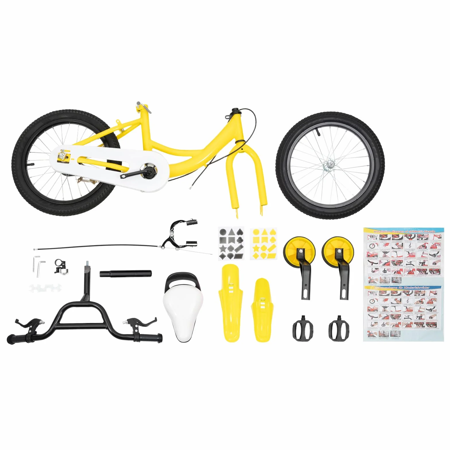 Bicicleta Niños 16 Pulgadas 5-8 Años Altura Ajustable Ruedas Estabilizadoras Aleación Acero Carbono