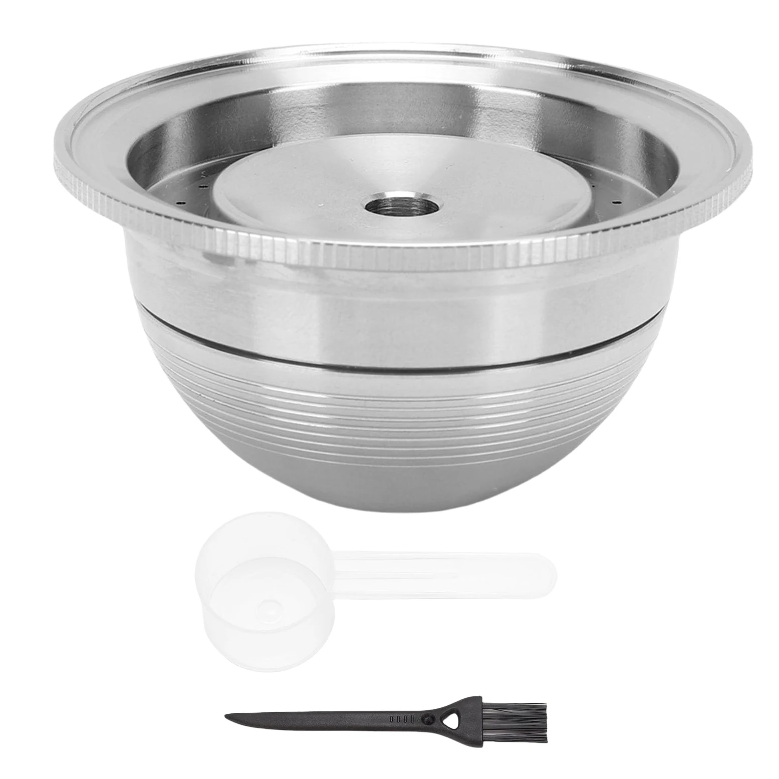 Generic Kit de Cápsulas de café Recargables, Cápsula de café Reutilizable de Acero Inoxidable de 80 Ml con Cepillo y Cuchara para Entusiastas de la Elaboración Casera y del
