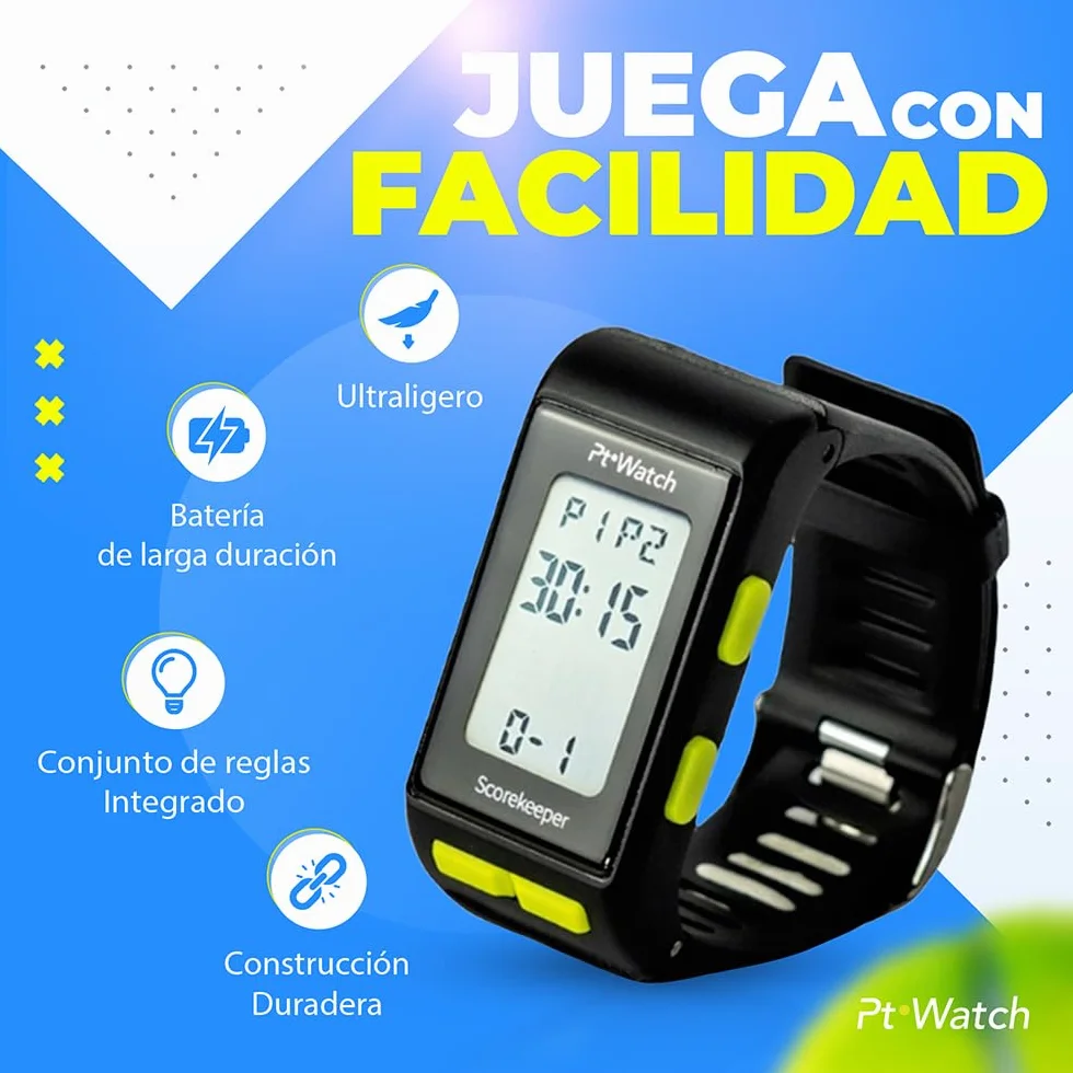 Reloj Contador de Puntos para Pádel y Tenis – Reloj Deportivo con Cronómetro y Alarma – Accesorios Padel Scorekeeper para Muñeca, Resistente al Agua