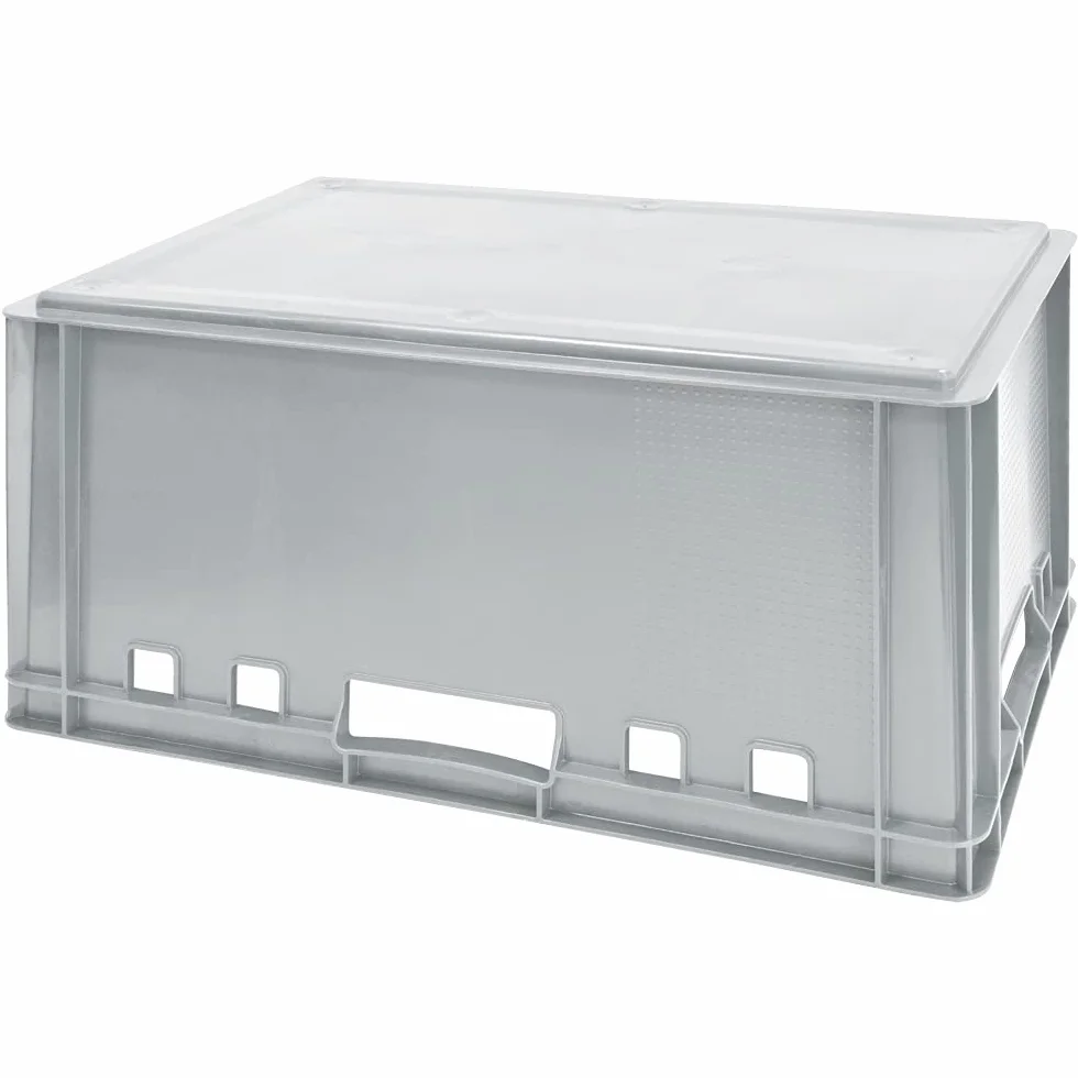 1x Euro Apilamiento de Plástico Caja Industrial Euro Caja Almacenamiento Eurobox E3 Gris Kingpower