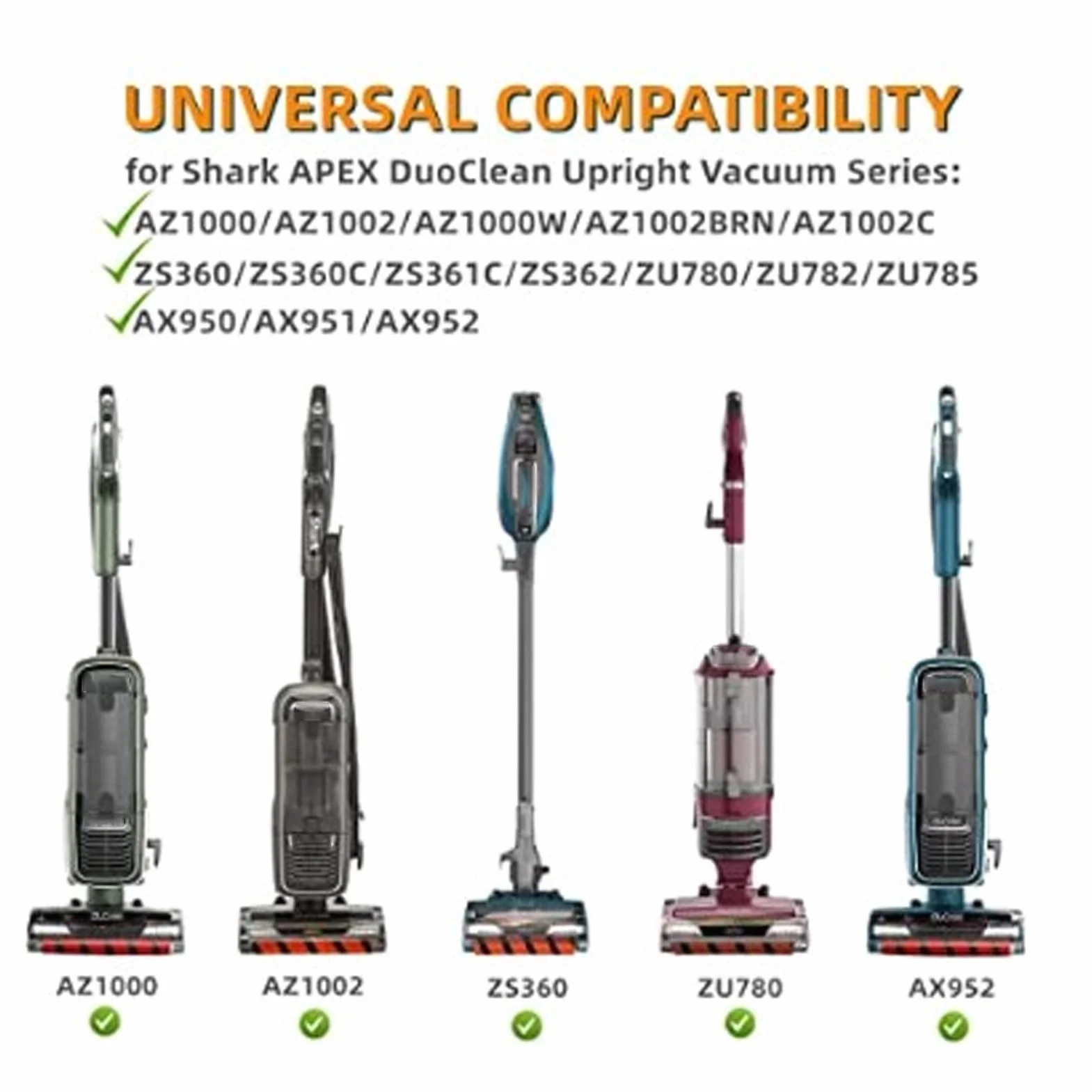 2 Piezas Correas de Goma de Repuesto para Aspiradora Tamaño Estándar Compatible con AZ1002 AZ1000 AX952 ZU780 ZU782 ZS362