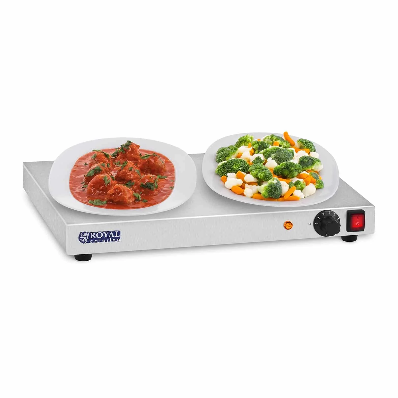 Royal Catering - RCHP-250 - Placa calentadora - 250 W - Acero Inoxidable - 50 cm