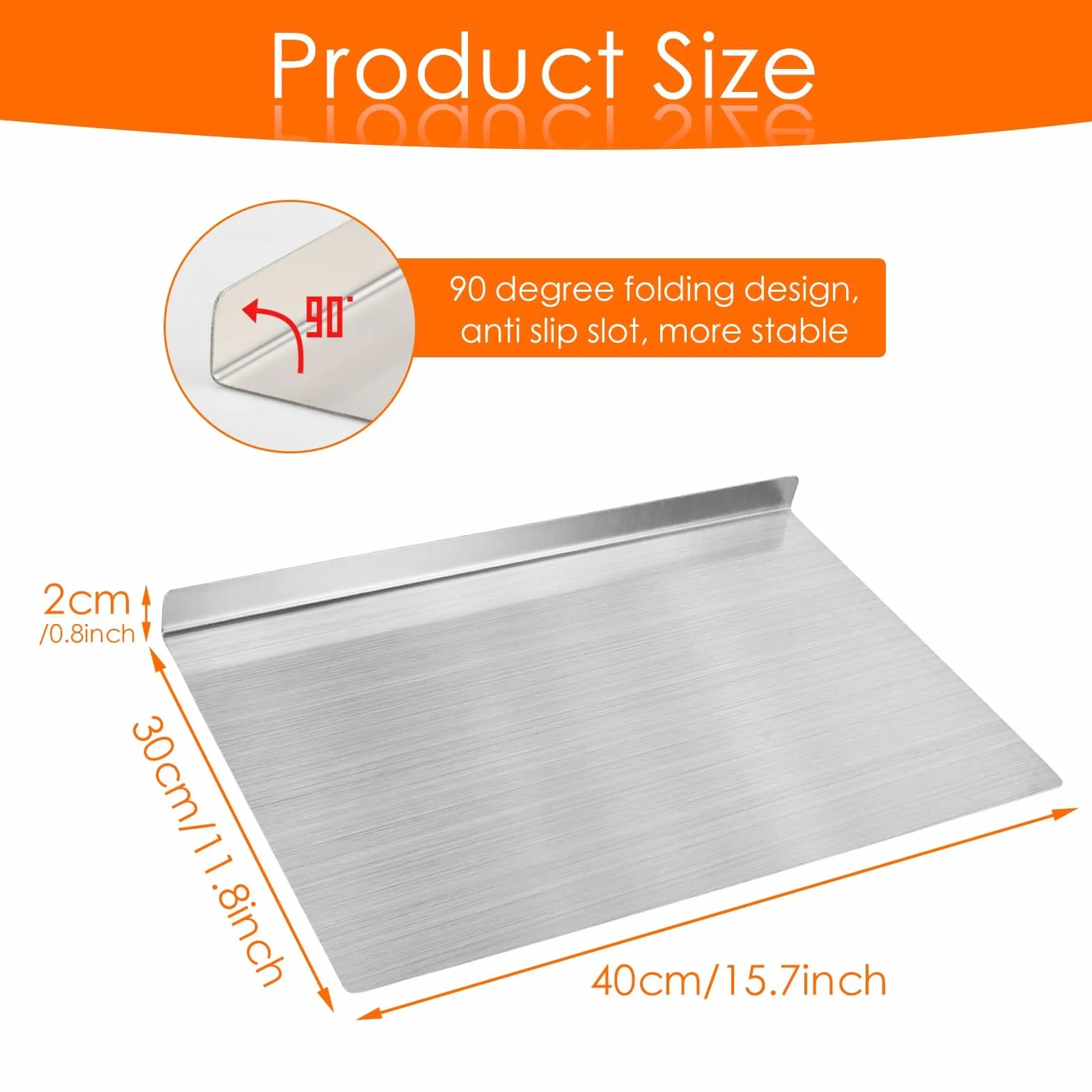 Tabla de Cortar Acero Inoxidable 40 x 30 cm con Borde Protector Encimera