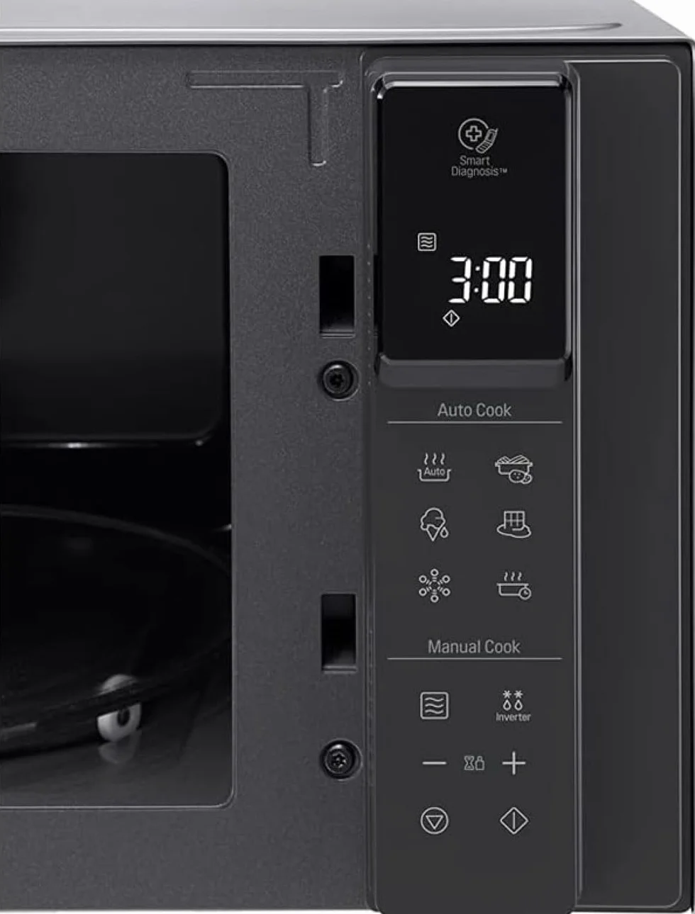 LG Microondas MS2595CIS con tecnología Smart Inverter 25 litros de capacidad, 1000 W, programas automáticos, niveles de potencia ajustables y función EasyClean, color plateado