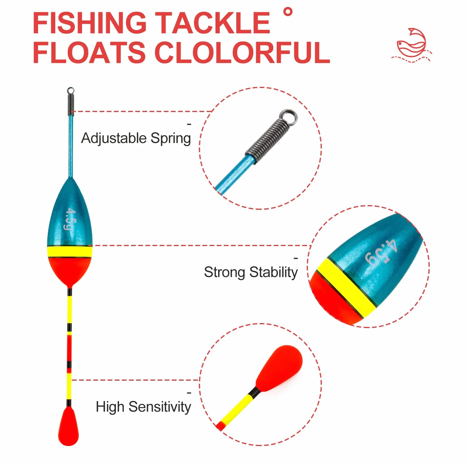 VIPMOON Flotador de Pesca Trucha 0.6-4.5g 10 Unidades