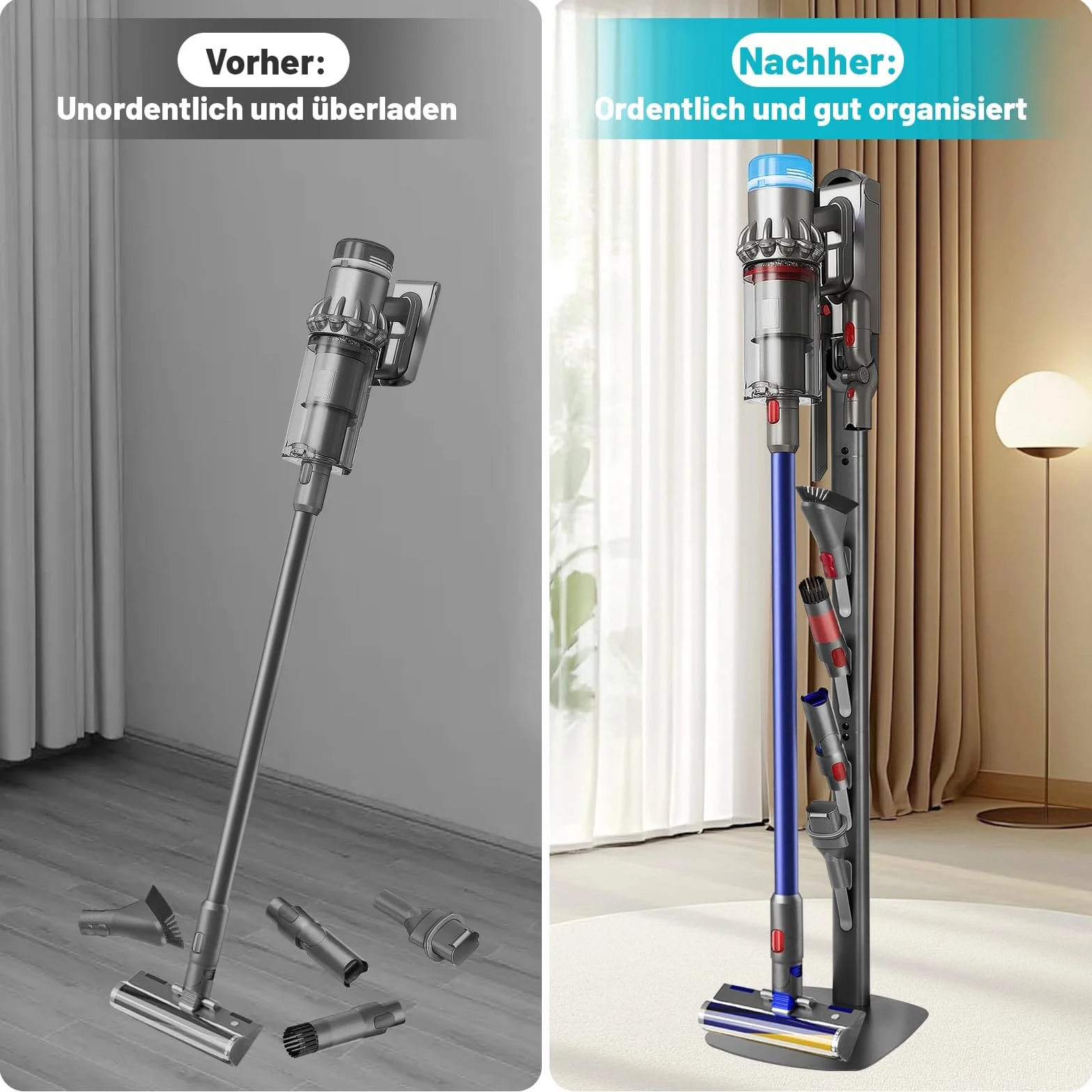 Kukikan Soporte para aspiradora Dyson Gen5 V15 V12 V11 V10 V8 V7 V6, sin taladrar, estación de carga, ahorro de espacio, almacenamiento y organización