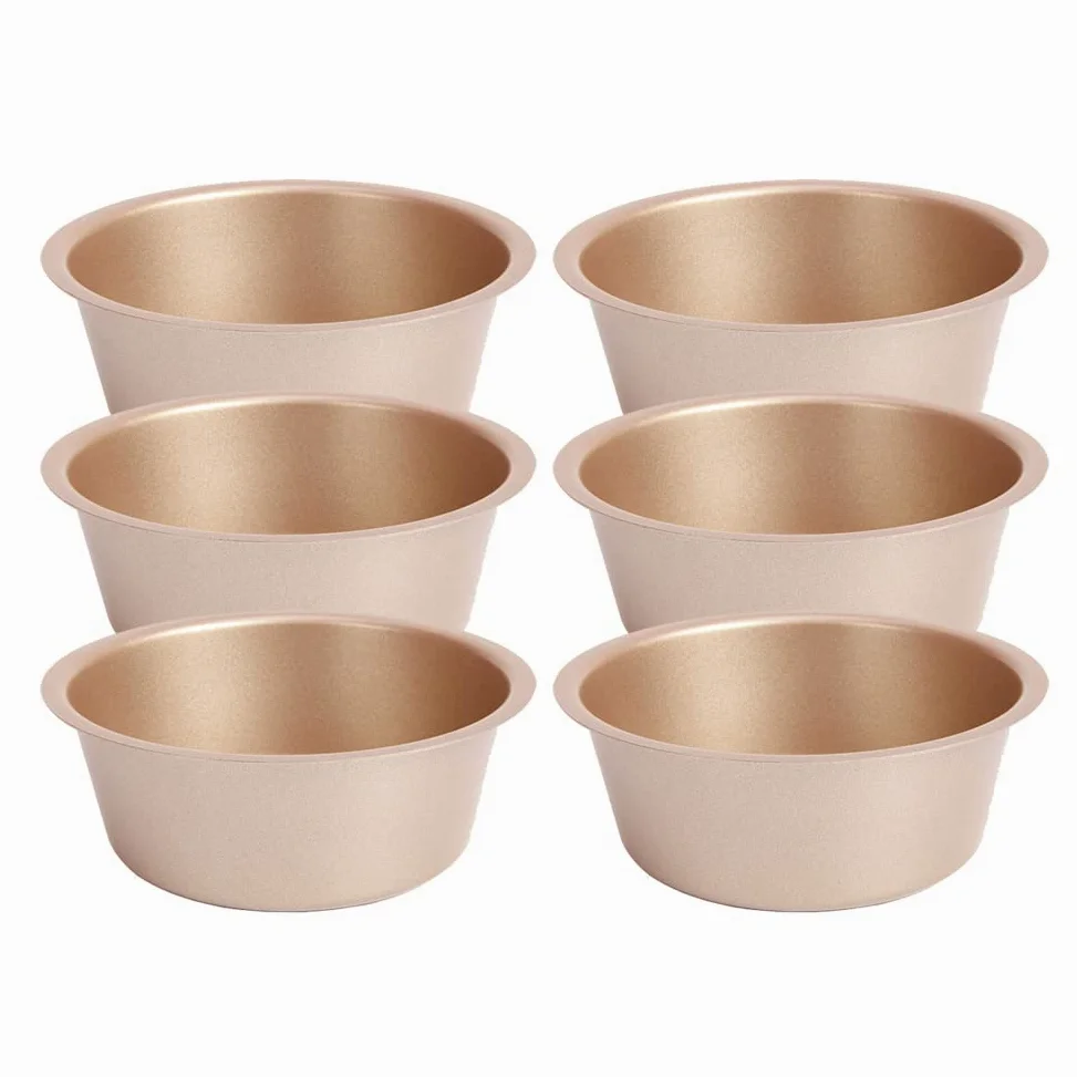 CANDeal Molde para Tartas de 4 Pulgadas, Molde para Tartas Redondo Antiadherente, Juego de Moldes para Hornear Mini Tartas de Navidad Cumpleaños Boda, Saludable y Duradero, Diseño de una Pieza (6)