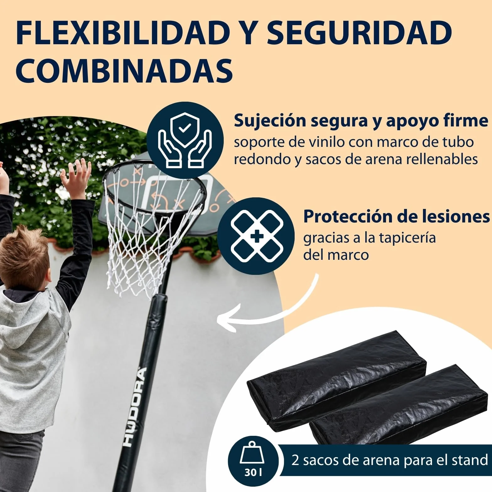 HUDORA Soporte de Baloncesto Playoff 205 Ajustable en Altura con Ruedas para Exterior
