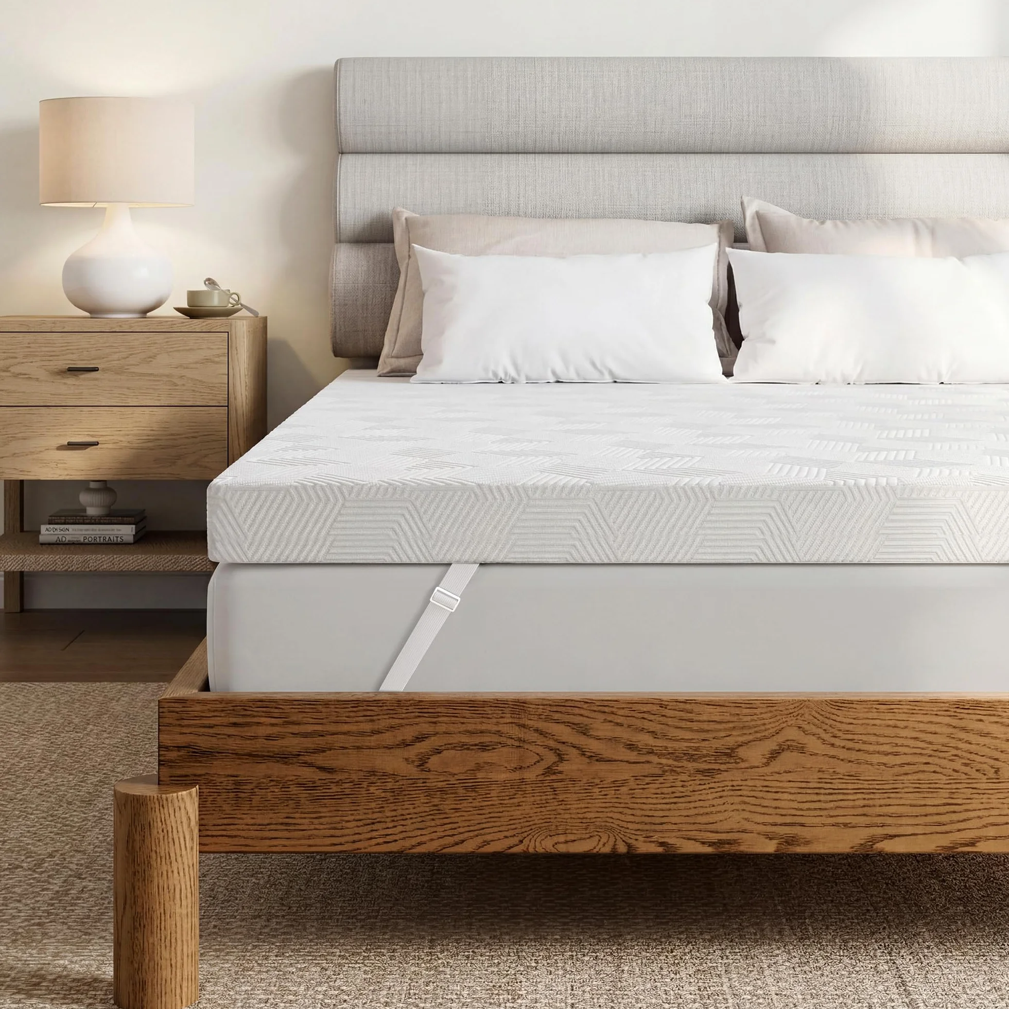 Topper viscoelástico 140 x 200cm Colchon, Cubrecolchón Grosor 10CM, Mattress Topper, Alivia Tensiones Musculares, Sobrecolchon Desenfundable y Lavable, Transpirable y Antiacaros