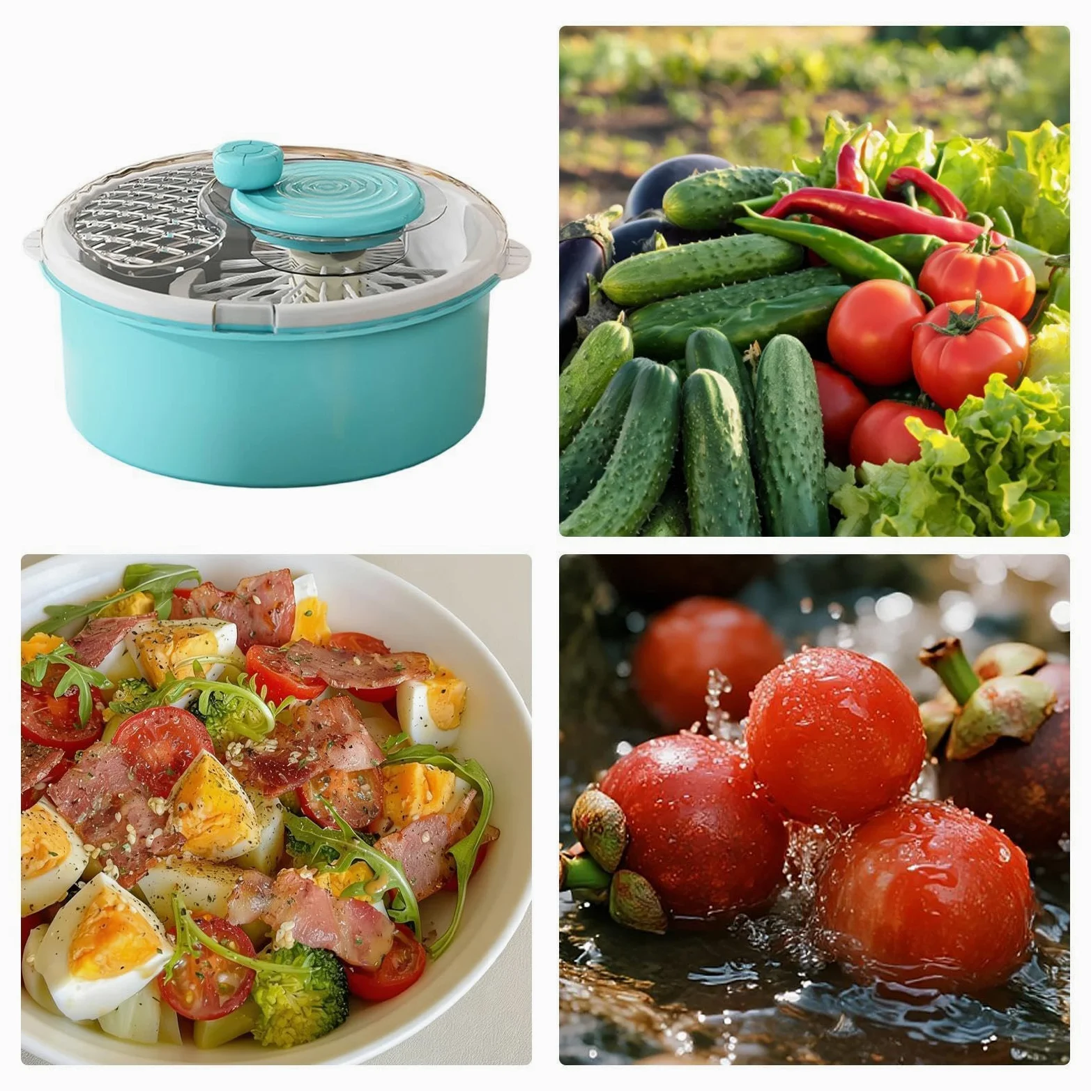Centrifugador de ensalada Limpieza manual Secado rápido Limpiador multiusos | Limpiador de Frutas Secador de Verduras Tirachinas para bayas, ensaladas, alimentos, cereales, hogar, cocina, apartamento,