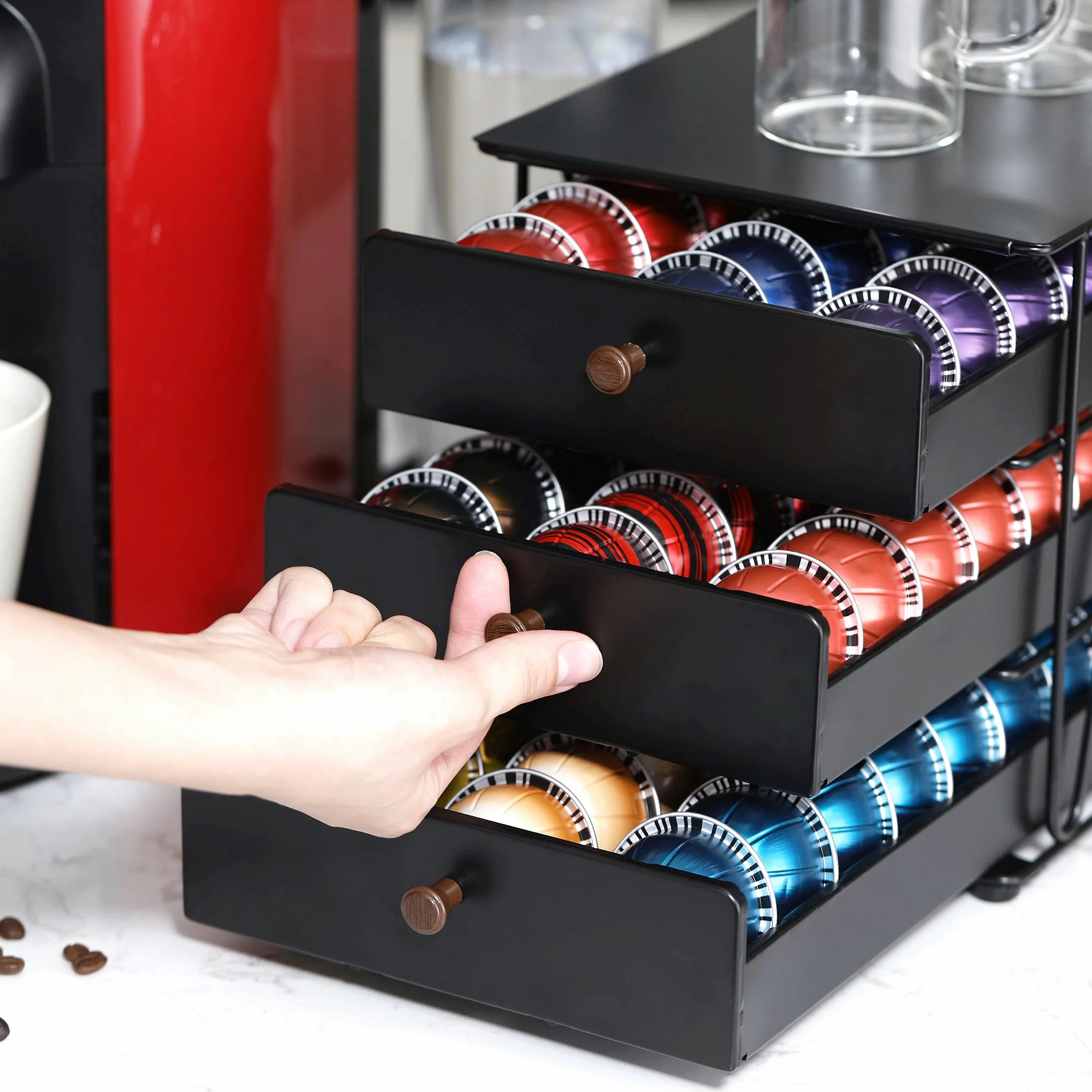 Soporte para cápsulas Nespresso Vertuo Pod Holder para cápsulas Vertuoline (90 cápsulas-3 niveles)