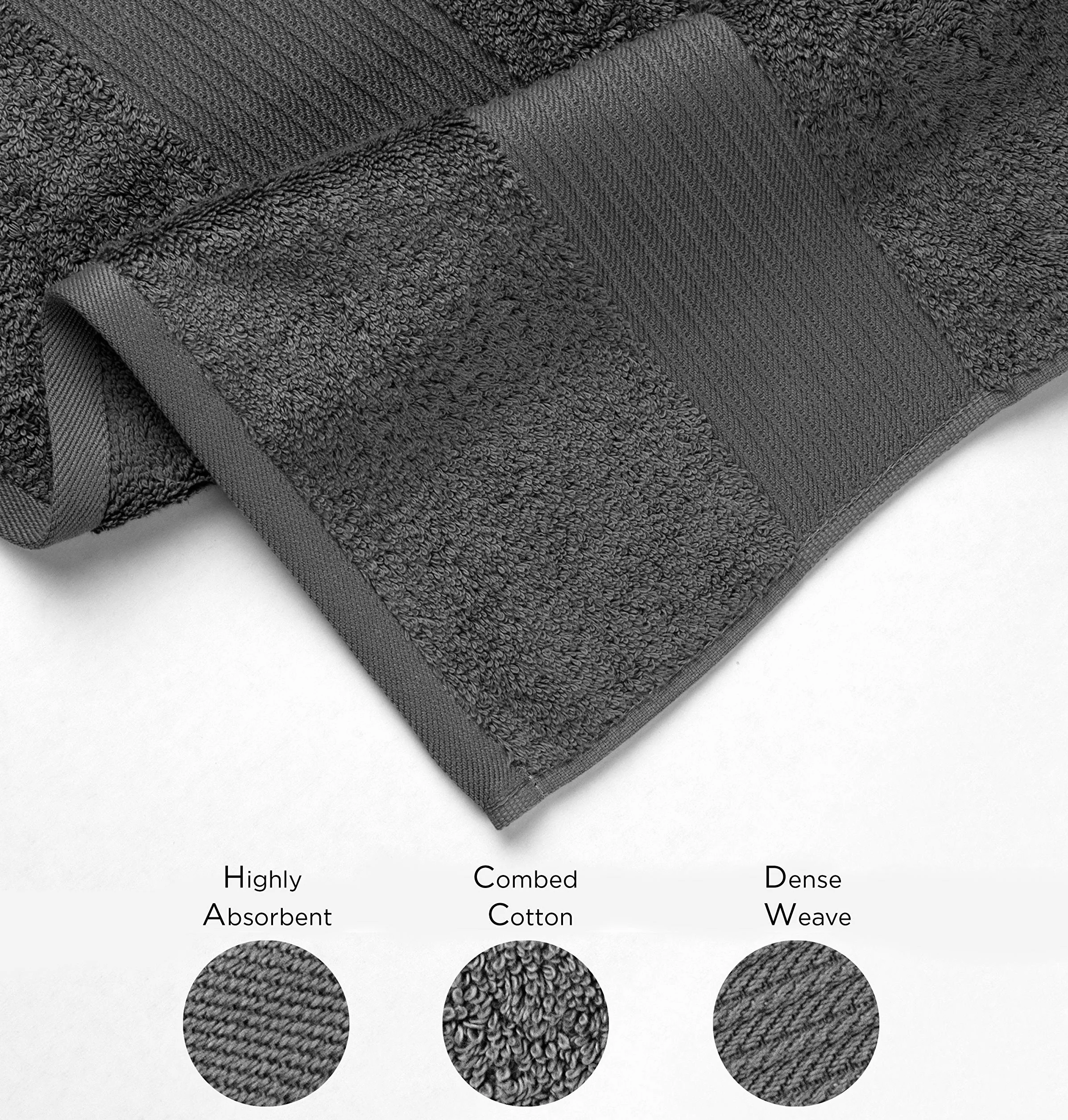 Bumble Towels Bliss - Toallas de baño de algodón Peinado de Lujo, 86 x 142 cm, Extra Grandes, 650 gsm, Suaves, absorbentes (Paquete de 4, Gris Oscuro)
