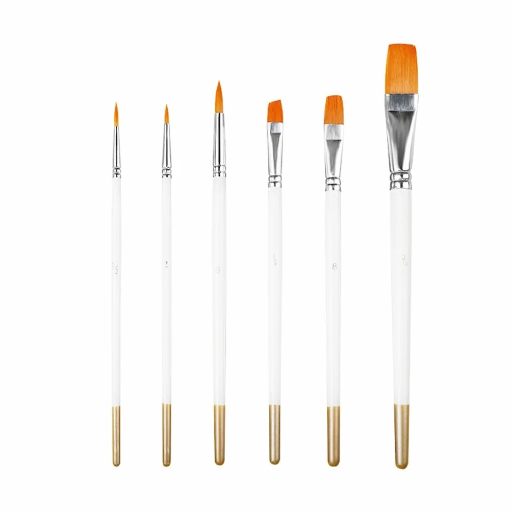 Juego de Pinceles para óleo, Mango Blanco, Nailon, línea de Pintura, Acuarela, Pincel acrílico, Materiales de Pintura