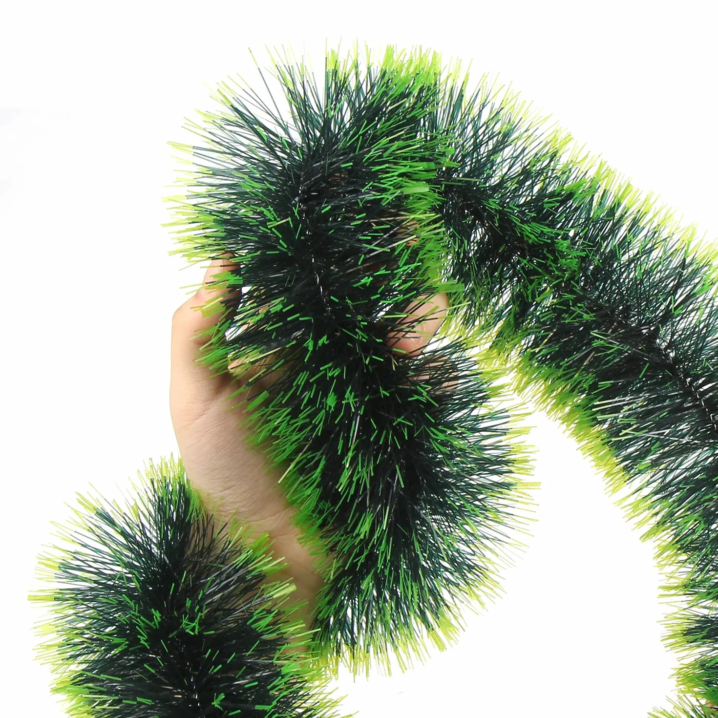 LOMIMOS Guirnalda de oropel de Navidad de 32.8 pies, decoración Verde Oscuro Brillante para árbol de Navidad, Fiesta, Suministros de Boda