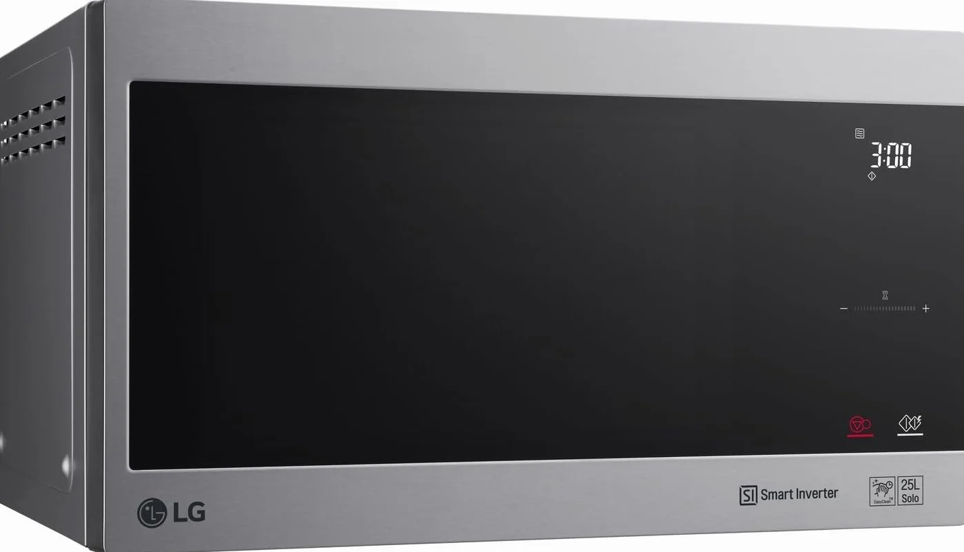 LG Microondas MS2595CIS con tecnología Smart Inverter 25 litros de capacidad, 1000 W, programas automáticos, niveles de potencia ajustables y función EasyClean, color plateado