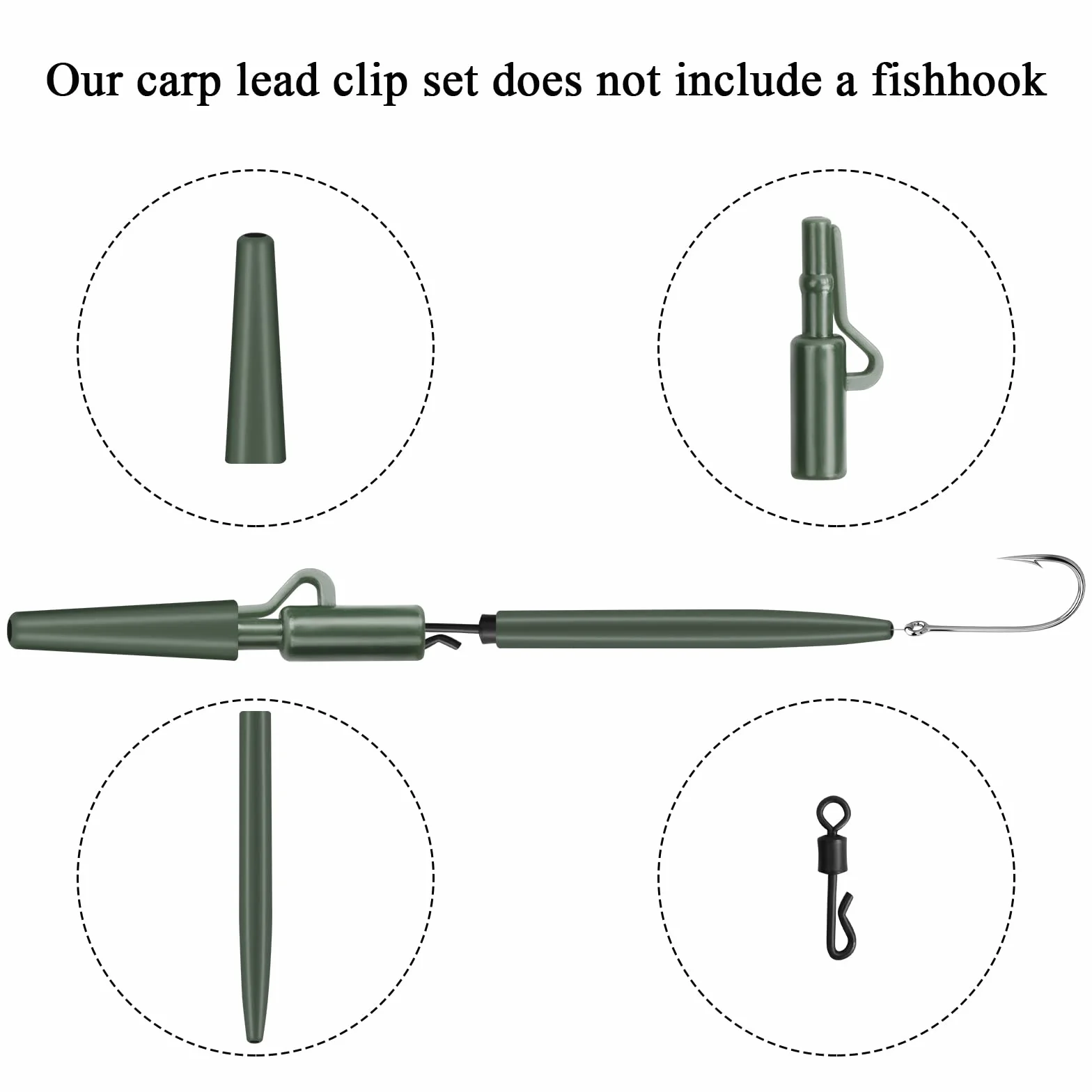 Accesorios de Pesca de Carpa 120 Piezas Kit de Aparejos de Agua Dulce con Clip de Plomo y Mangas Antienredos