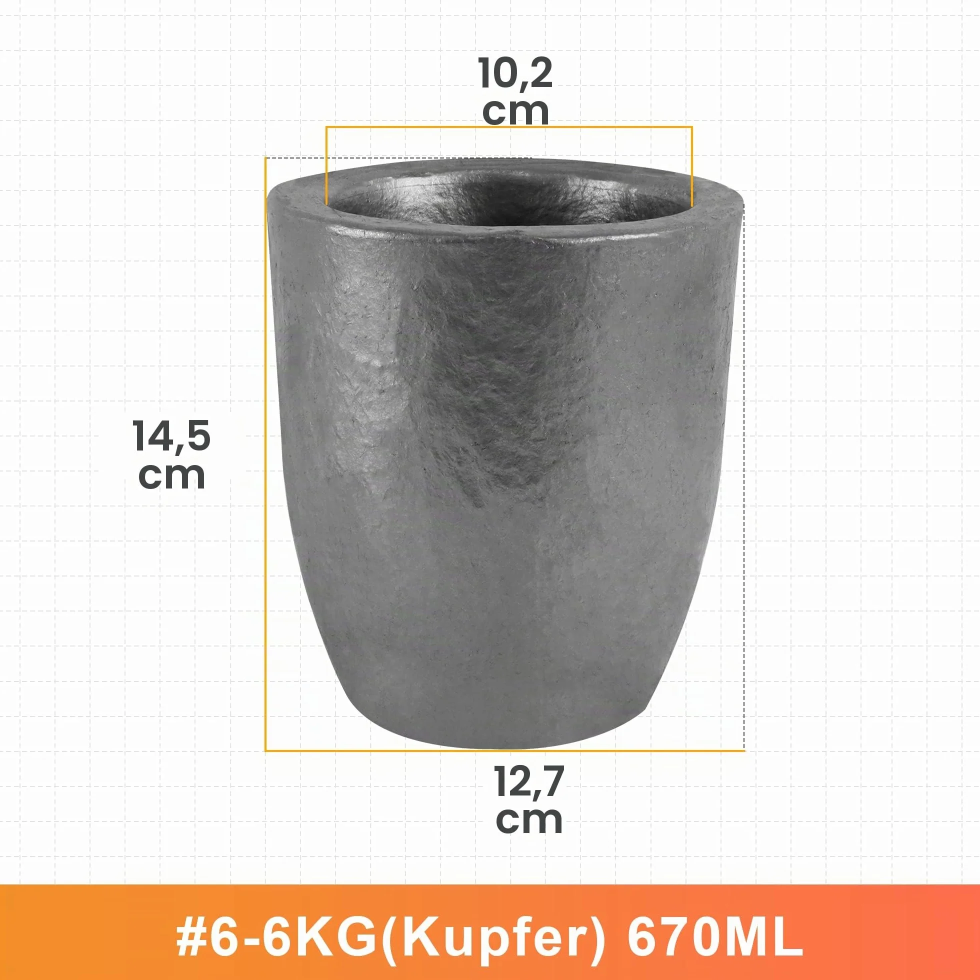 Crisol de grafito de carburo de silicio 6KG-640ML,Crisol de fusión para fundir metal,Resiste las altas temperaturas de 1800 (3272° F,Fundición de fundición Refinación de aluminio oro plata cobre