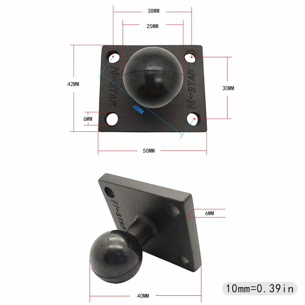 zkm Base de Montaje Cuadrado de Aluminio Cabeza esférica para Montaje de ram para Garmin Zumo/Tomtom Black