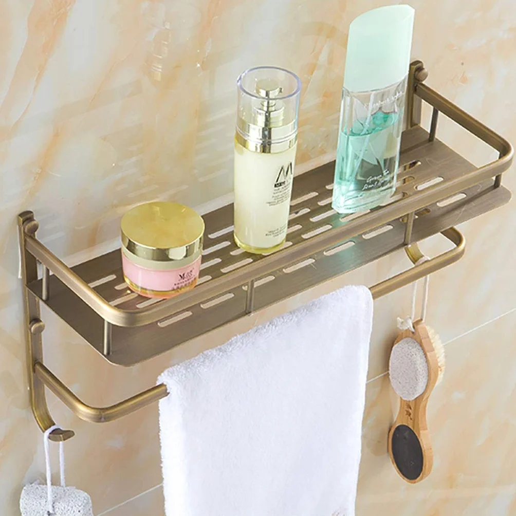 Todos los estantes de Cobre Bastidores, Doble Capa de Baño Bastidores, montado en la Pared de Almacenamiento, Ducha Organizador del almacenaje, Ducha Plataforma Ser, Cuarto de baño Toalla Rack