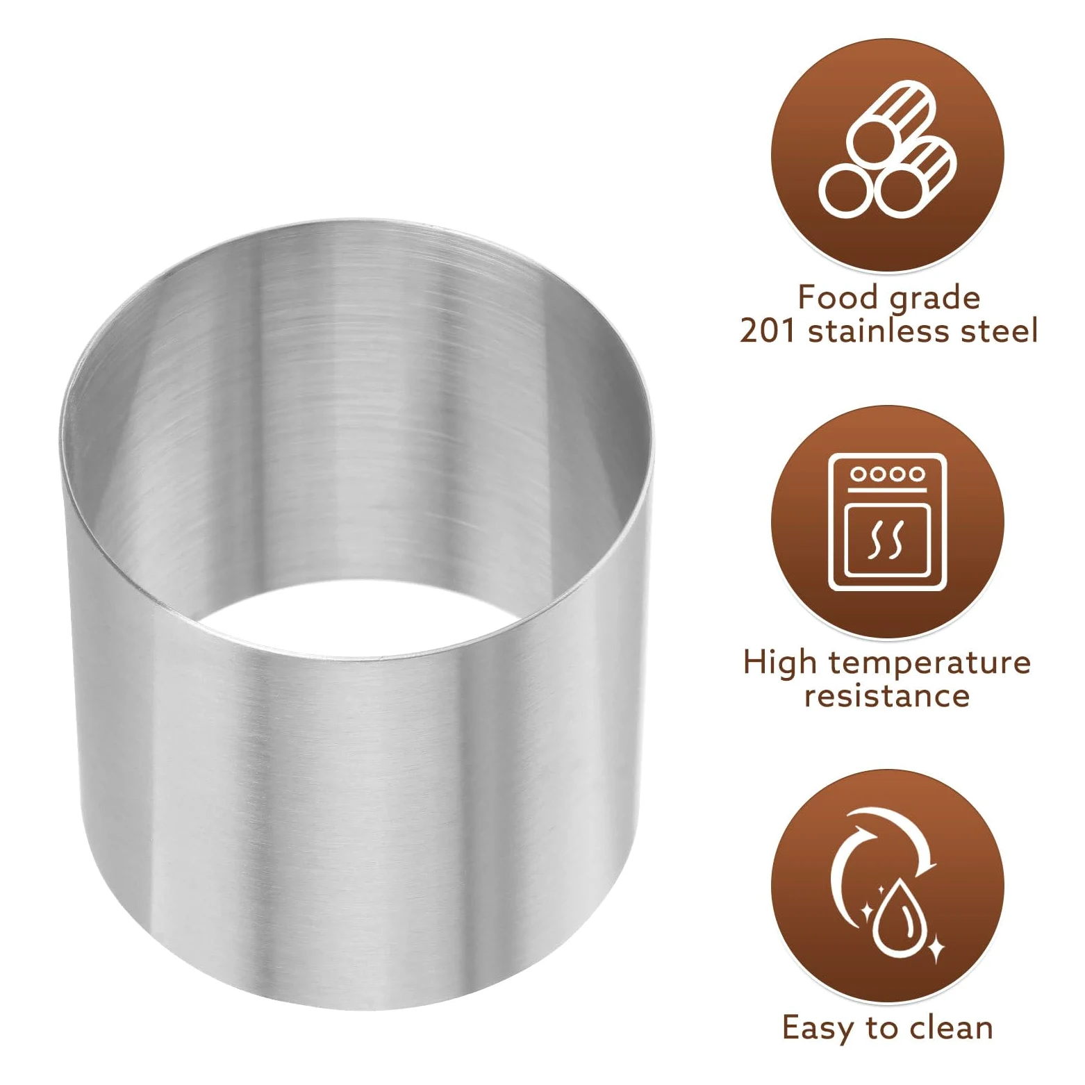 GALPADA Molde para Pastel de Acero Inoxidable Redondo de 8 Piezas Bordes Lisos y Desmoldeo Fácil para Mini Tartas de Mousse Casero y Postres