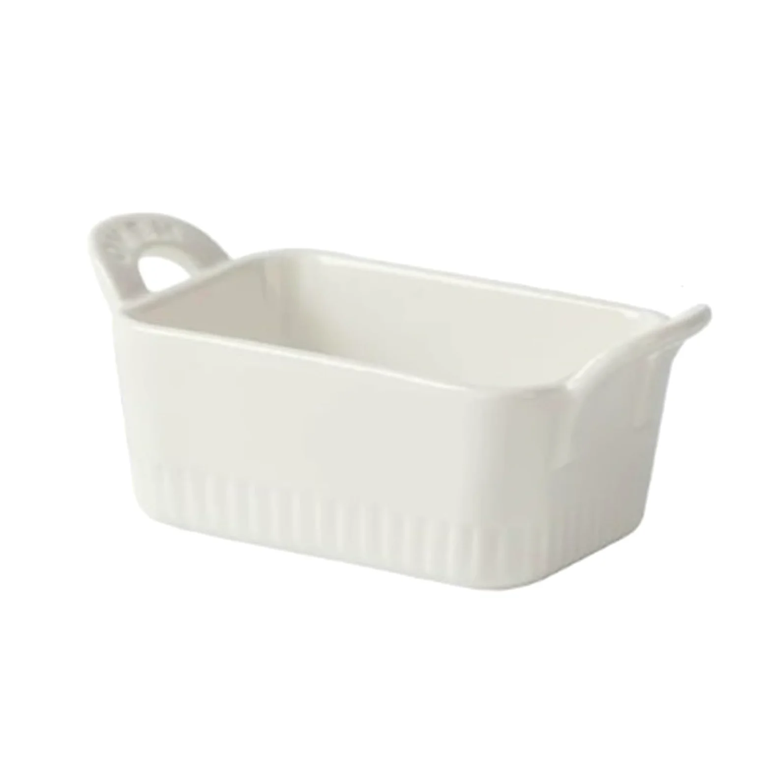 Versátil Fuente for hornear de cerámica cuadrada blanca con dos asas(Medio)