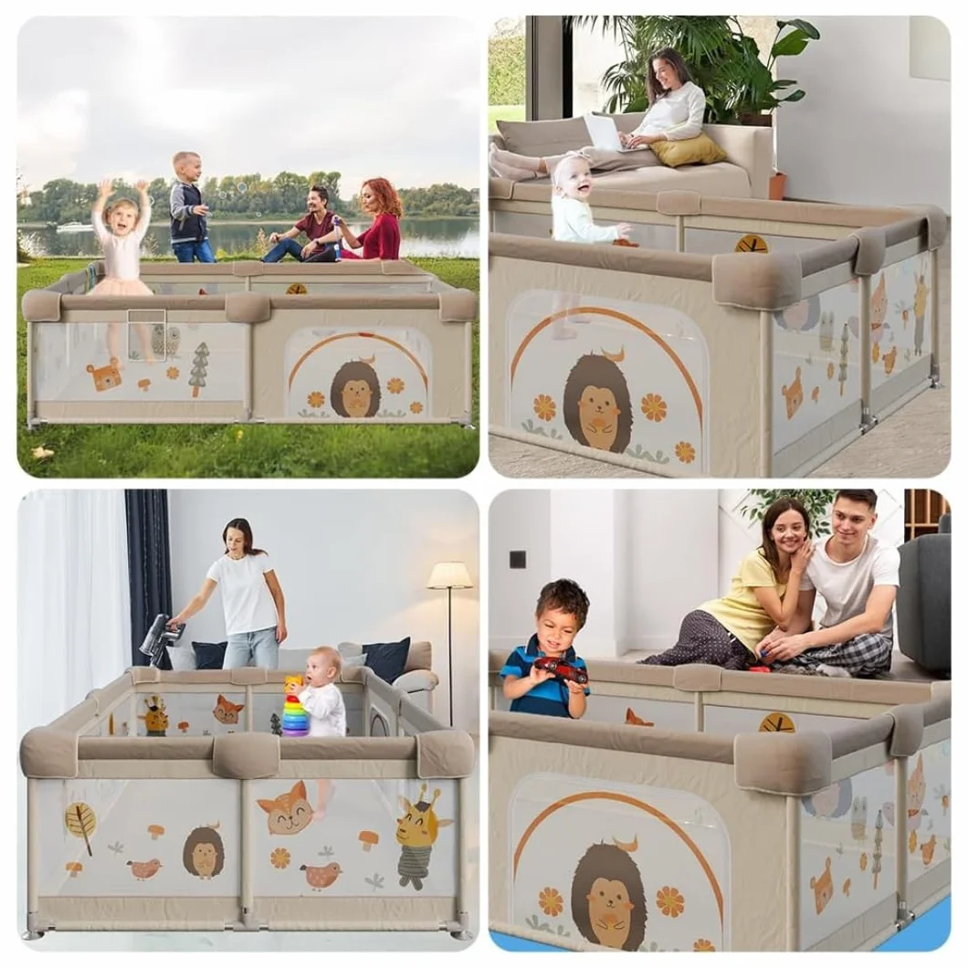 Parque Infantil Bebe del Bosque 120x120 - Corralito Bebe con Malla de Animales Transpirable Alfombra Acolchada +60 BOLAS - Corral Plegable Baby ANTIDESLIZANTE