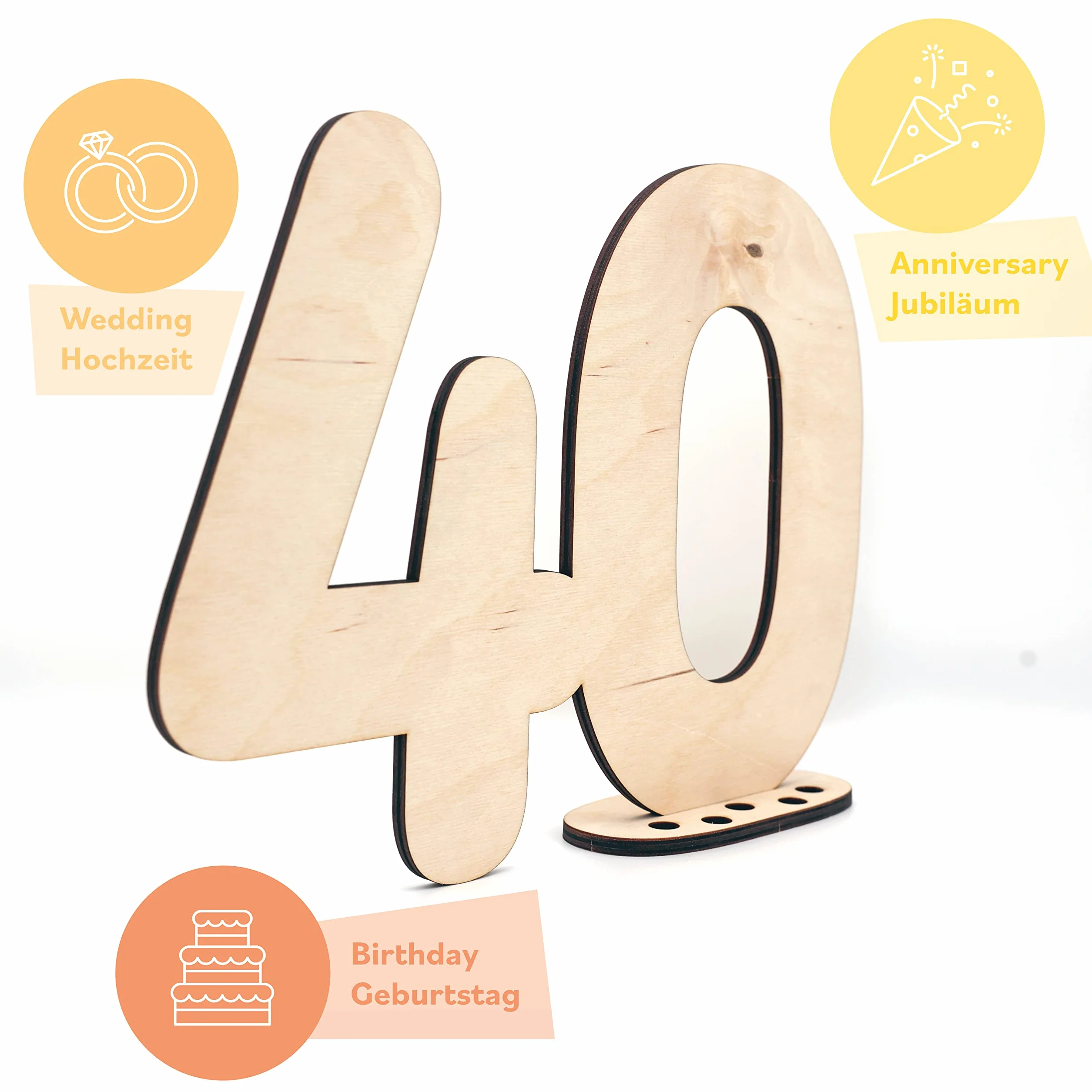 Libro de visitas de madera con cartel decorativo número 50 – para escribir como regalo con soporte y portavelas – para decoración de 50. cumpleaños, 50 años de aniversario