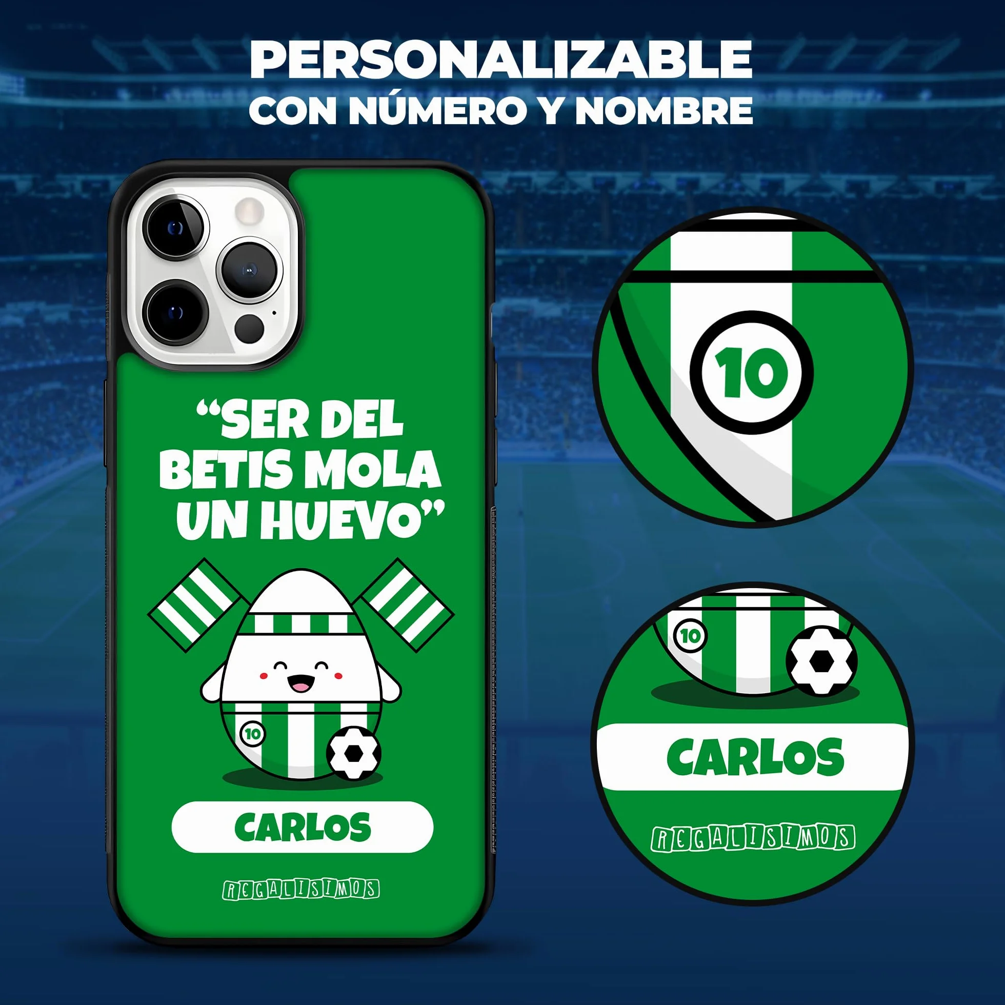 Funda para iPhone Personalizada Fútbol Borde de Goma Anti Golpe Ultraresistente Betis iPhone 13 Pro