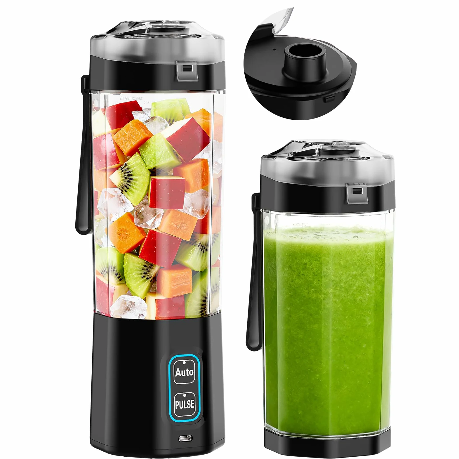 GVODE Batidora Portátil Vaso de Mano, 700ml Licuadora Inalámbrica con Batería 6000mAh, 360W para Triturar Hielo, Smoothies y Proteinshakes, Carga USB-C, IPX8 Resistente al Agua