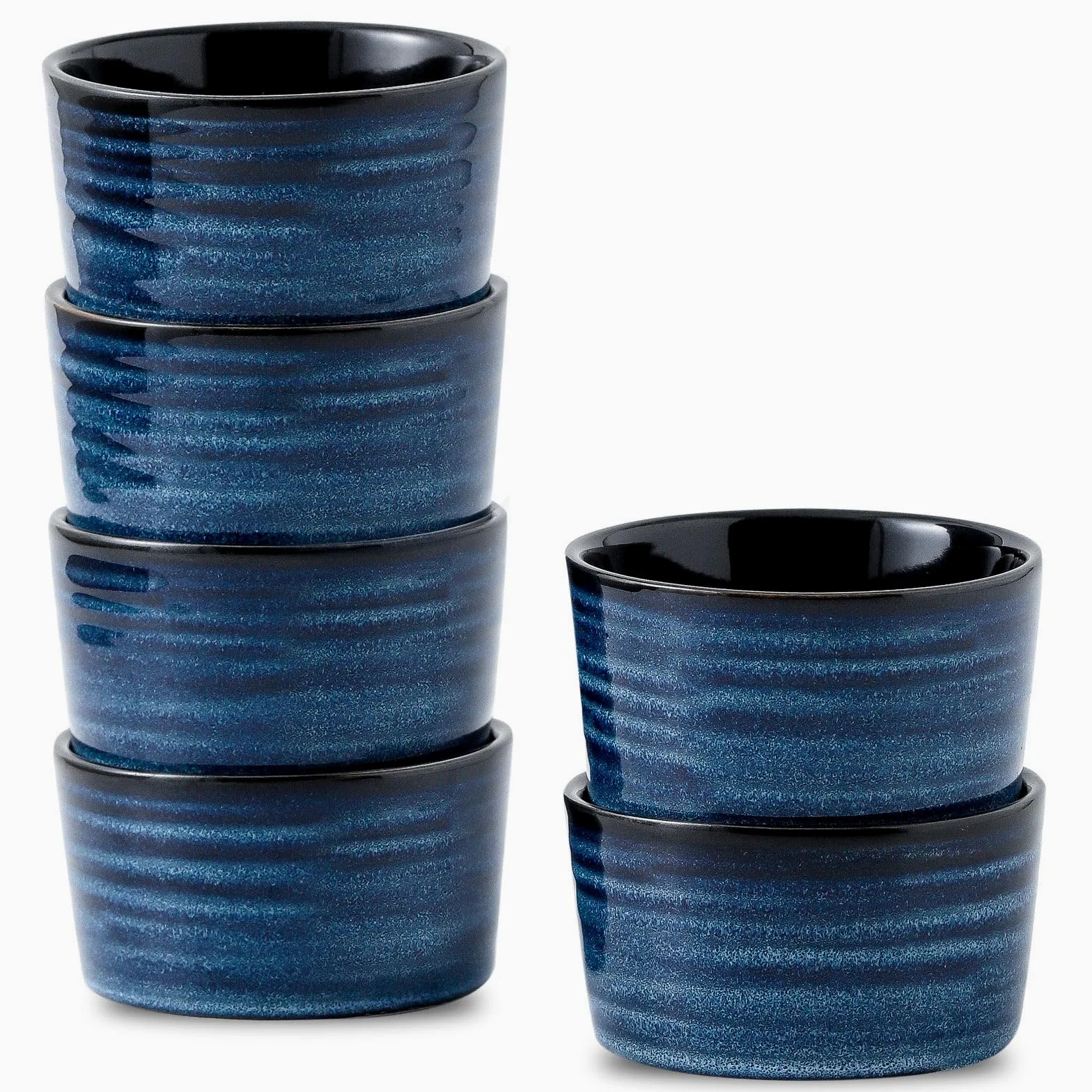 Ramequines de cerámica de 4 onzas, juego de 6 platos pequeños para soufflé, mini cuencos para hornear para cocina, tazas de salsa de porcelana para crema brulee, pudín, helado, pasteles de