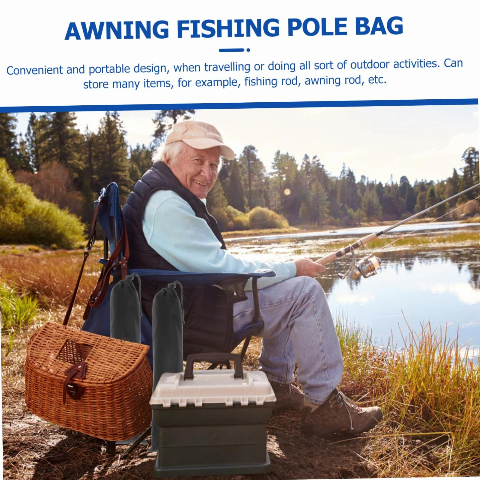 TOYANDONA Bolsa de Almacenamiento 3 Piezas Tela 210t Negra Portátil para Varillas de Tienda de Camping