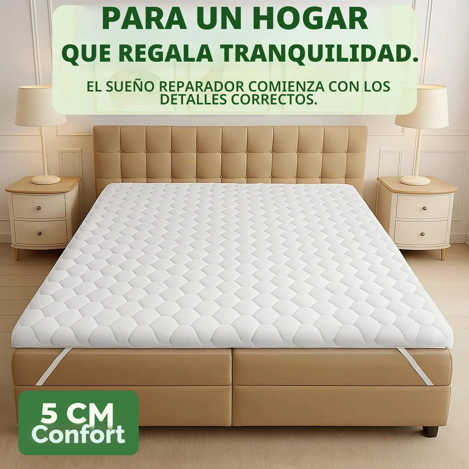 Topper Colchon 120x200 cm – Tsobrecolchon Hipoalergénico y Lavable con Confort Ergonómico - Mattress Topper para Dormir Cómodamente sin Dolores de Espalda