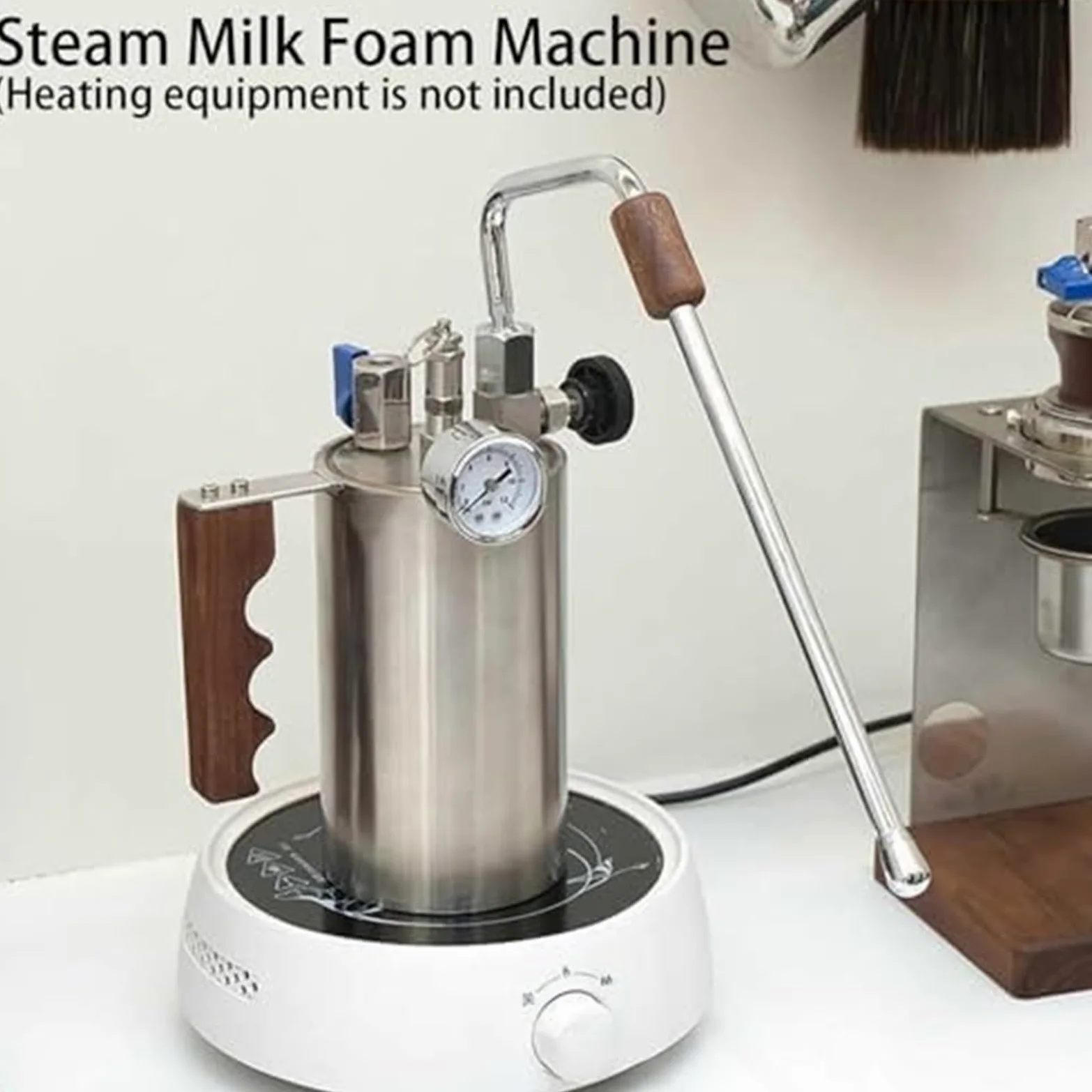 Espumador de leche de café, máquina eléctrica de espuma de 100 a 500 ml, boquilla de 3 agujeros máximo de 4 bares, espuma calentable para latte, capuchino, chocolate caliente