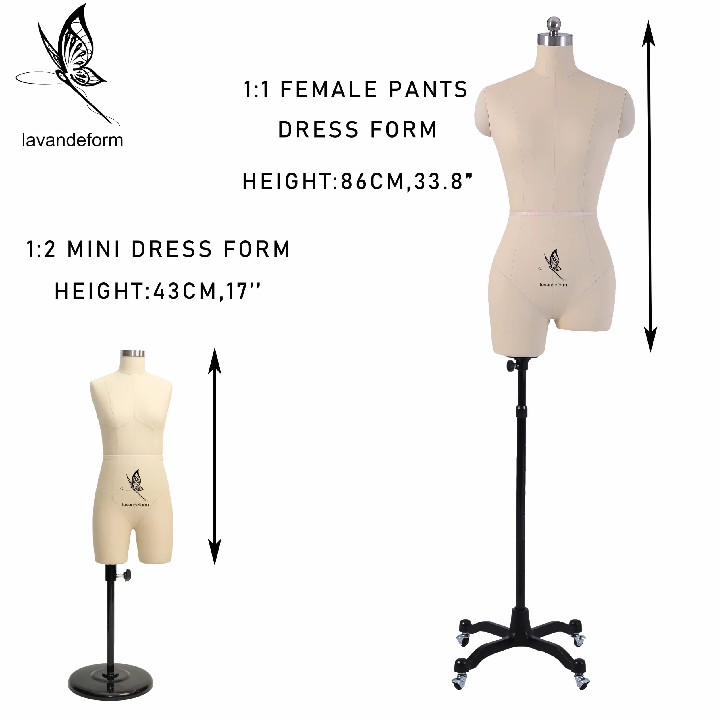 Maniquíes de costura de tamaño medio para coser en miniatura (no se trata de talla adulta). Se pueden perforar agujas en los maniquíes de costura de 1/2. (Brazo suave beige)