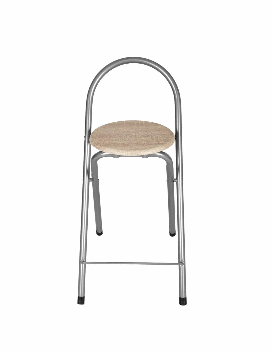 Jardin202 - Taburete Plegable 80x40x45 cm - Elegante y Duradero en Negro y Plata con Reposapiés, Ideal para Cocina | Pack 2 uds (Plata/Haya)