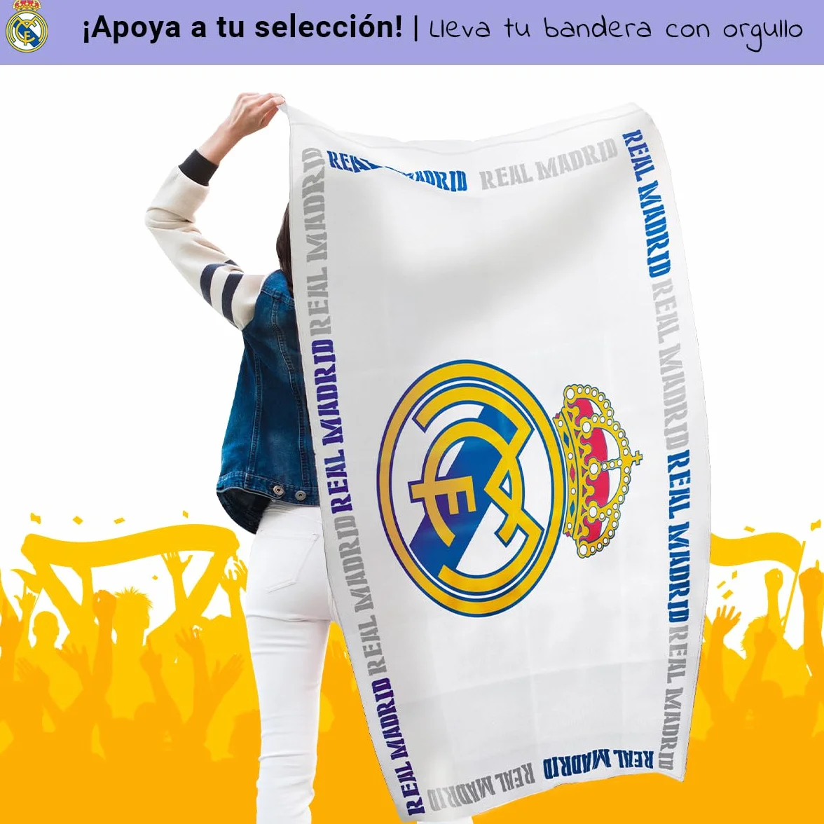 Bandera oficial Real Madrid Club de Fútbol 150x100 cm + Llavero 15 Champions