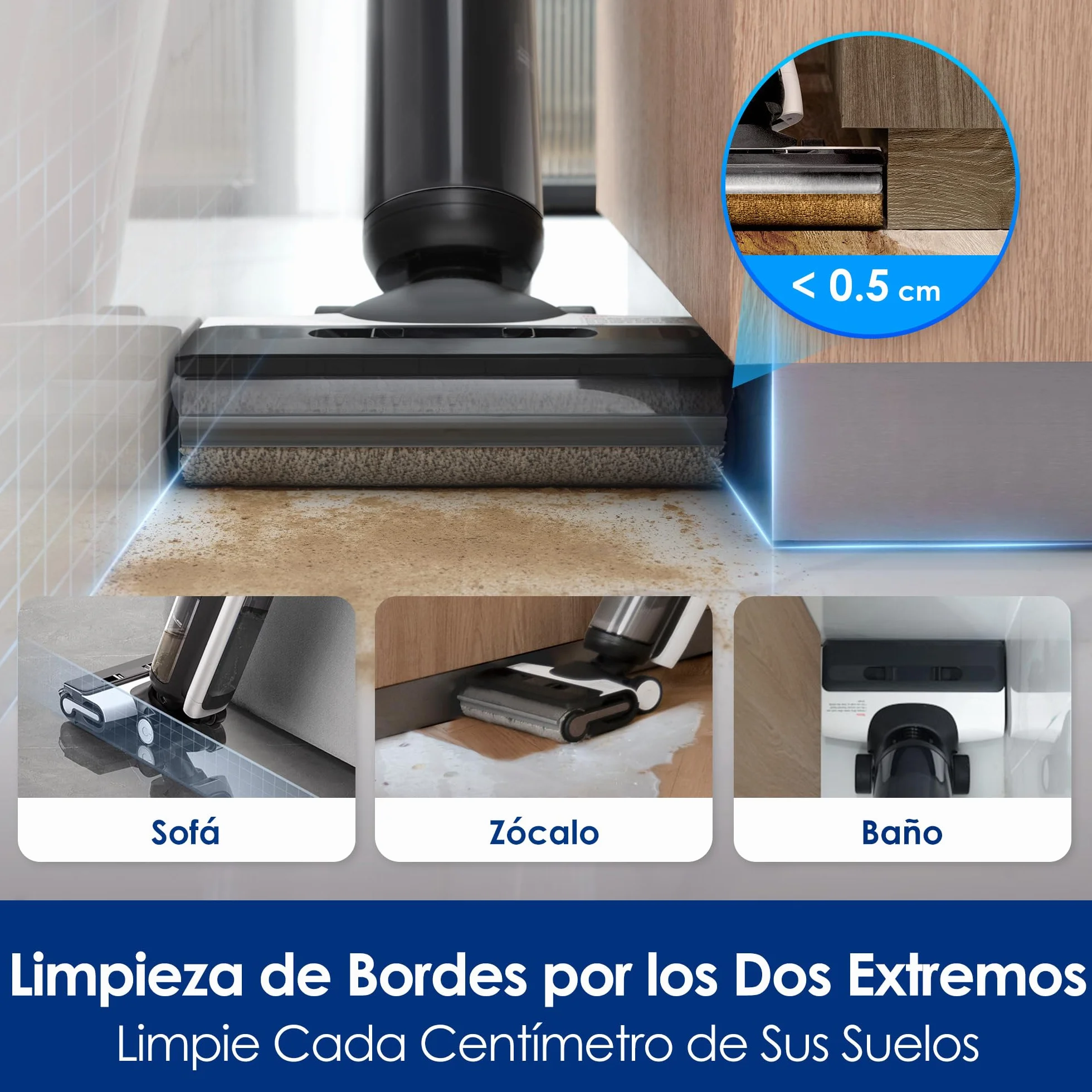 Tineco Floor One S6 – Lavadora de Pisos Inalámbrica Todo en Uno, Limpieza de Bordes de Doble Cara, Tiempo de Funcionamiento Largo, Ideal para Suciedad Pegajosa/Pelo de Mascotas, Autolimpieza