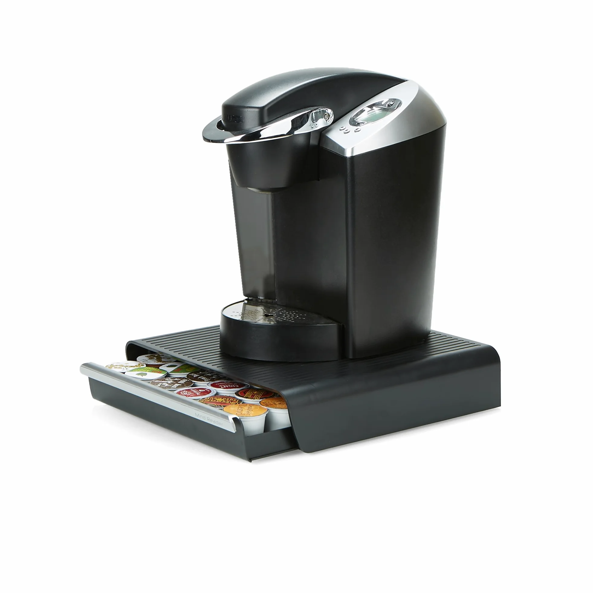 Mind Reader Hero - Soporte-cajón de almacenamiento para 36 cápsulas de café, en color negro