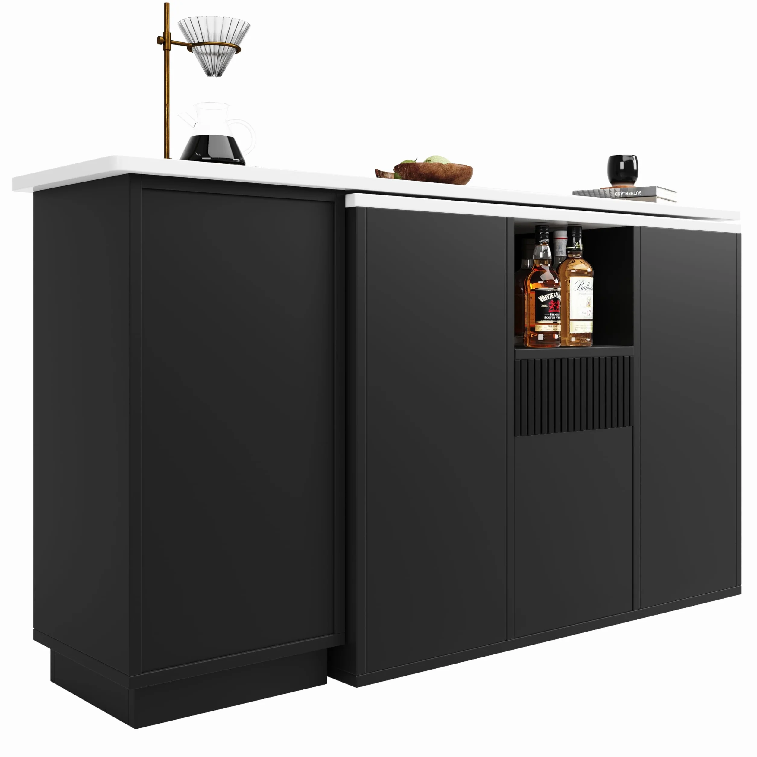 Giratorio de 360° comestible (90-198,5 x 30 x 75 cm), diseño moderno y sencillo, con espacio de almacenamiento abierto, isla de almacenamiento multifuncional, adecuada para cocina, salón y comedor