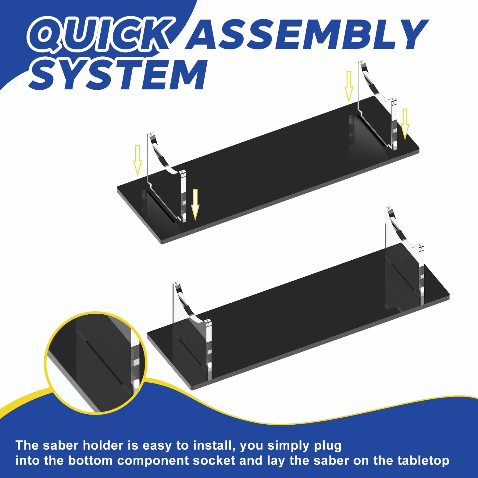 Soporte Katana Acrílico de Sobremesa para Espadas Láser, Versátil para Espadas, Dagas, Varitas y Objetos de Colección (Fondo Negro)