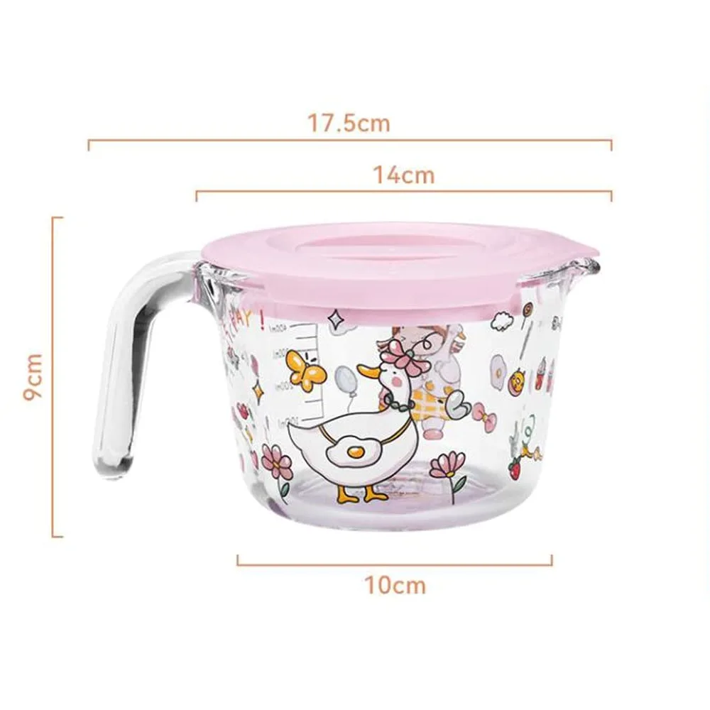 XMING Taza medidora de vidrio con escala y asa for taza de leche doméstica, taza de leche de soja for desayuno en microondas (Color : B)