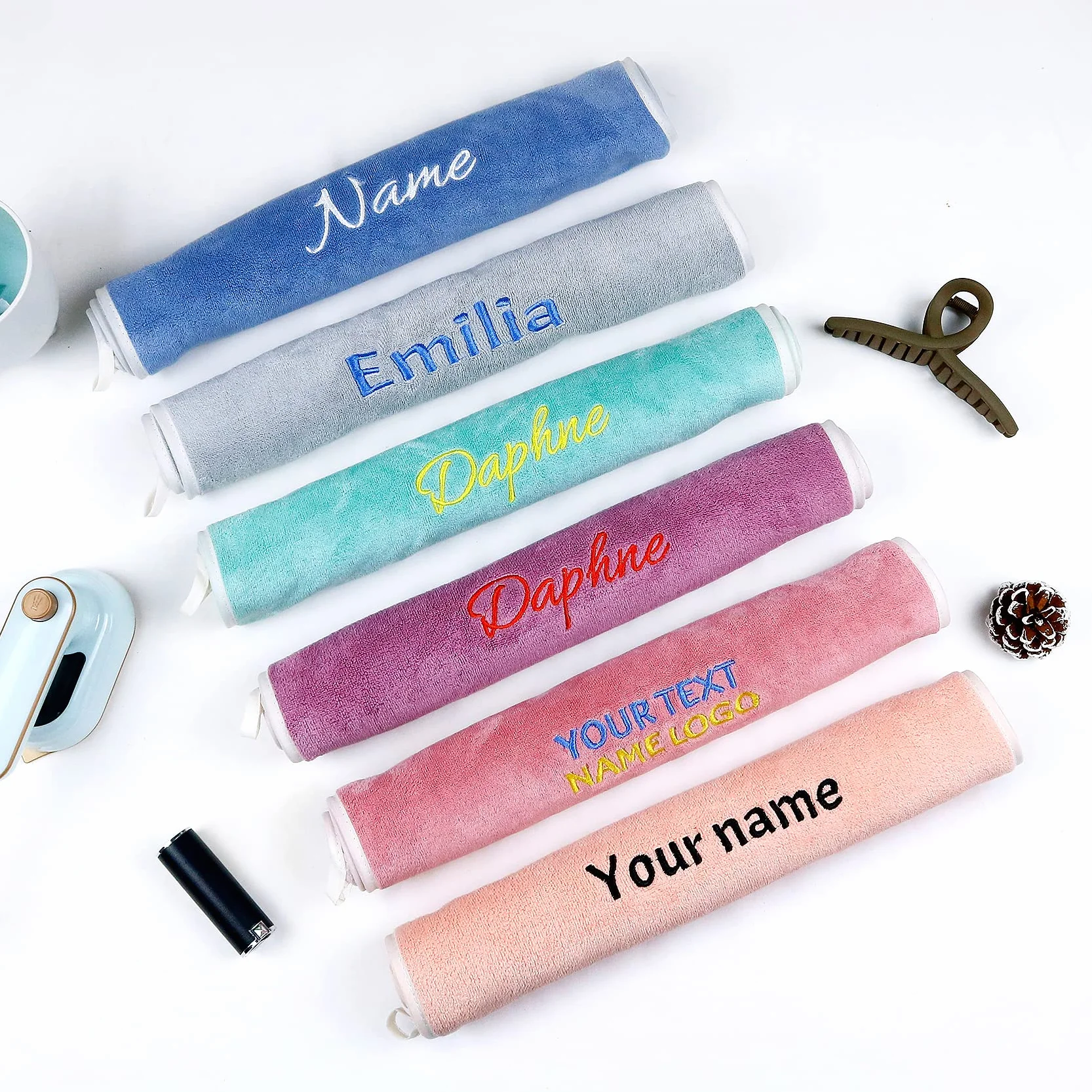 Q&K Toalla Personalizada Bordada con Nombre, 35x75cm, Microfibra, para Baño, Viajes, Gimnasio, Ducha, Piscina, Regalo de Boda