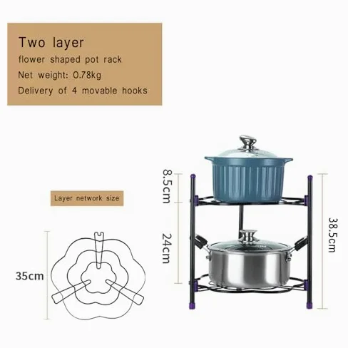Organizador de sartenes que ahorra espacio, estante eficiente para ollas y sartenes para armario de cocina, solución de almacenamiento vertical para cacerolas, soporte de utensilios de cocina