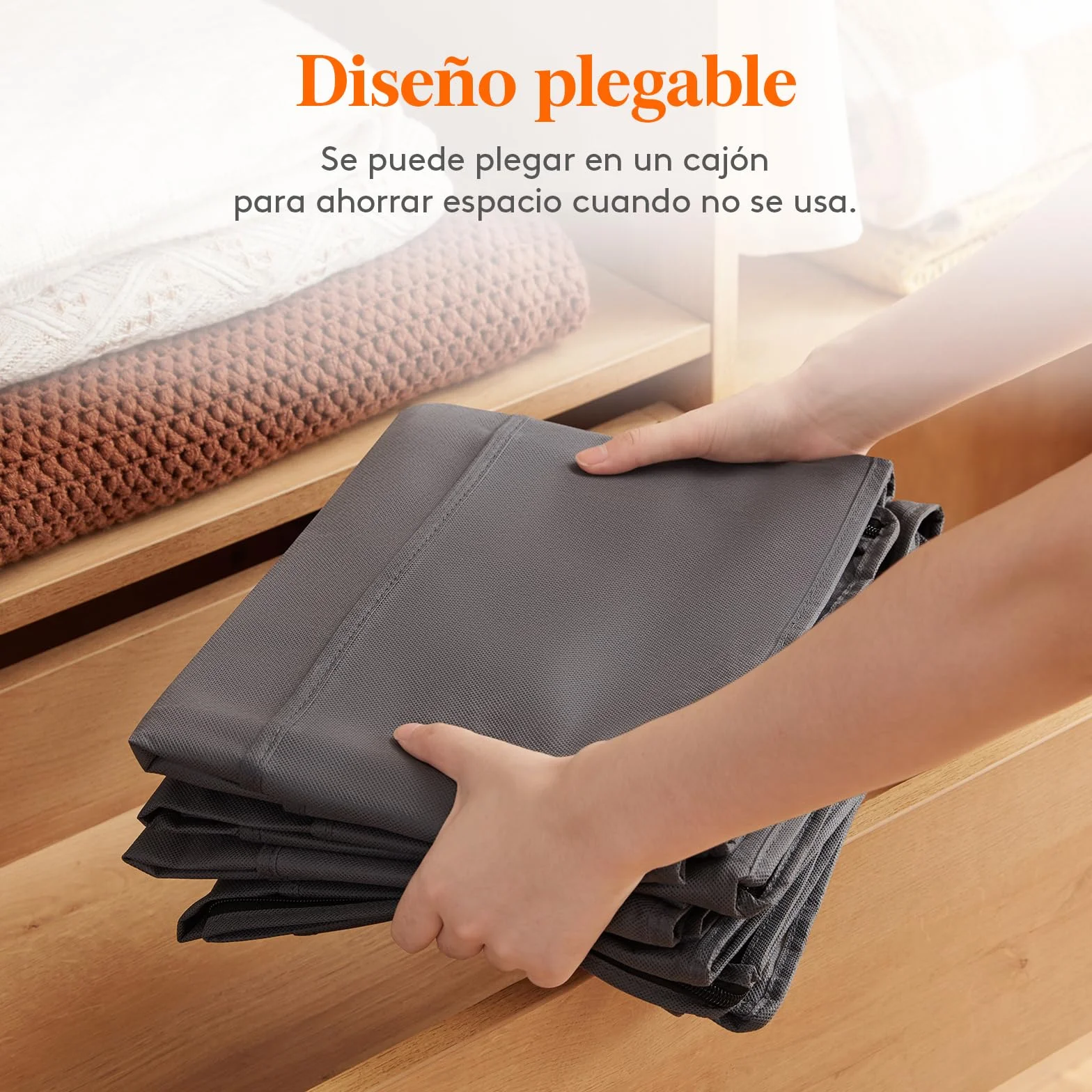Lifewit 4 Piezas 40L Bolsas para Guardar Ropa Bajo la Cama, Cajas Almacenaje para Mantas, Gran Capacidad con Asas Reforzadas, Organizador Armario para Mantas, Hojas, Gris
