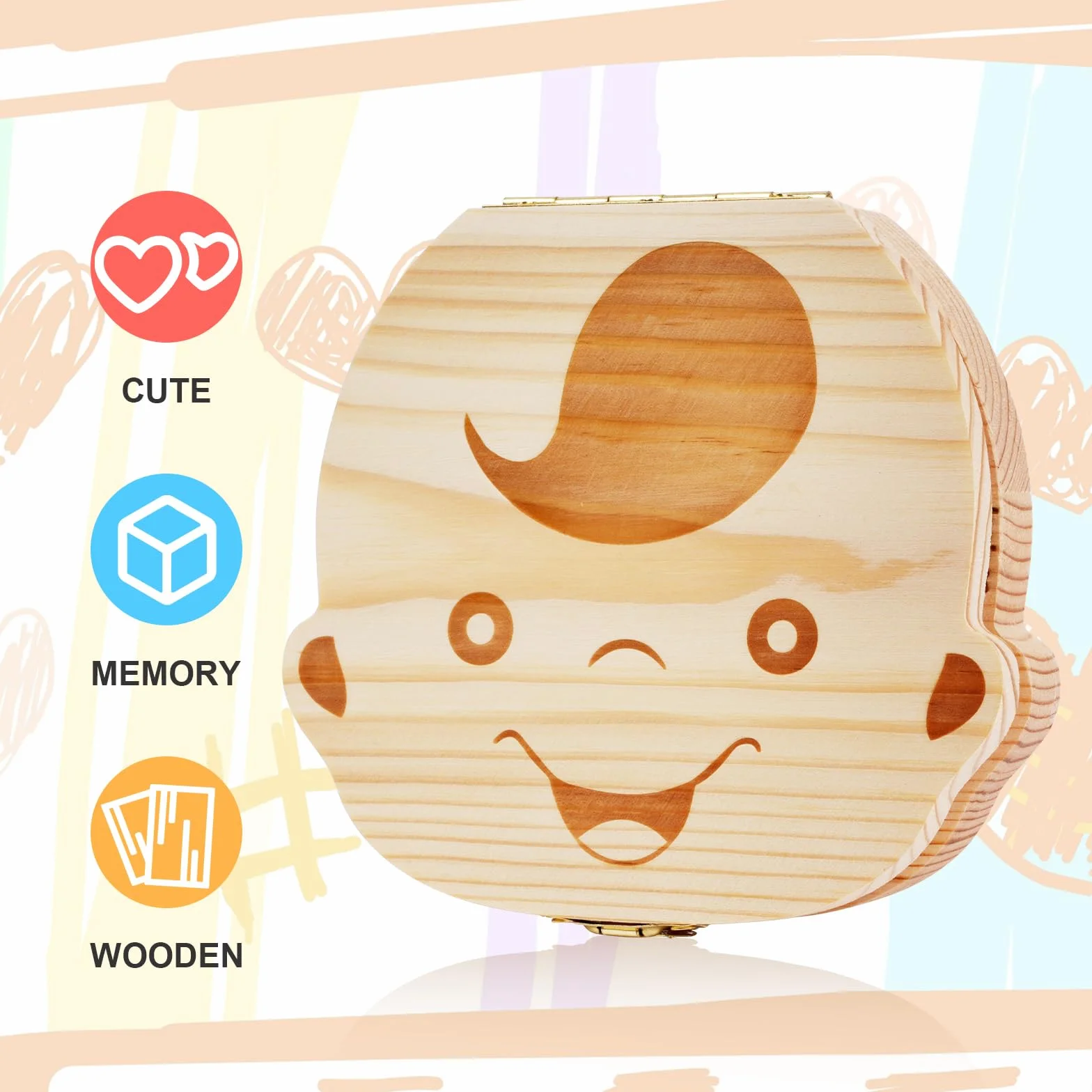 Aolso Caja de Dientes de Leche, Personalizar Bebé Caja de Recuerdos de Madera